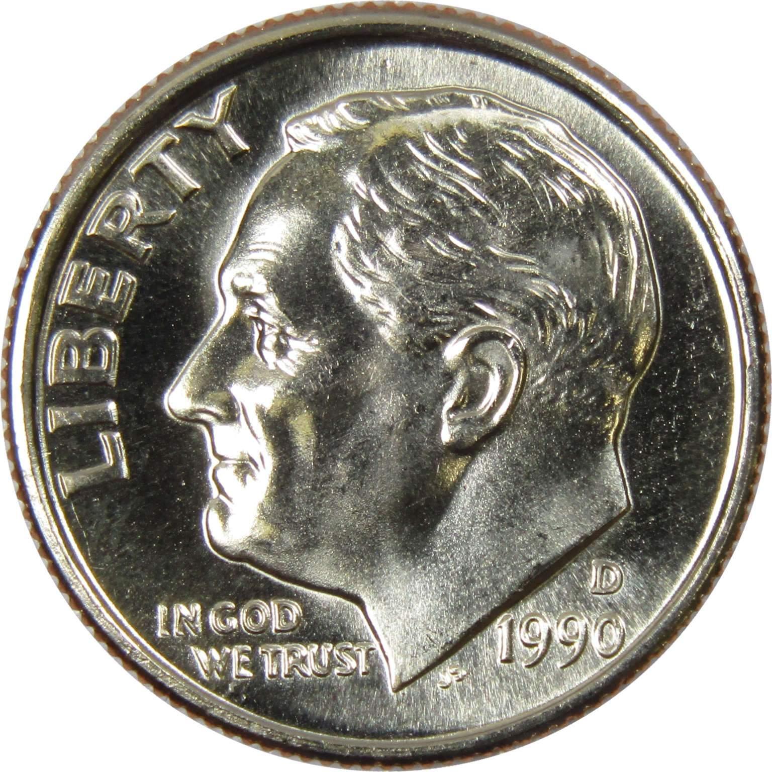 1990 D Roosevelt Dime BU Uncirculated Mint State 10c US Coin Collectible