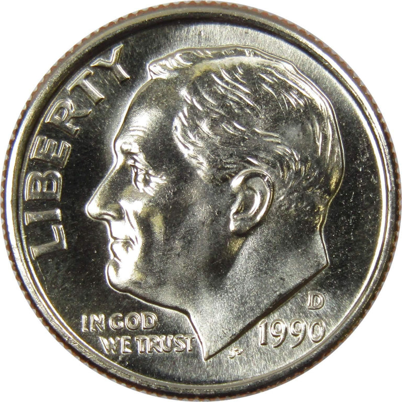 1990 D Roosevelt Dime BU Uncirculated Mint State 10c US Coin Collectible - Roosevelt coin - Profile Coins &amp; Collectibles