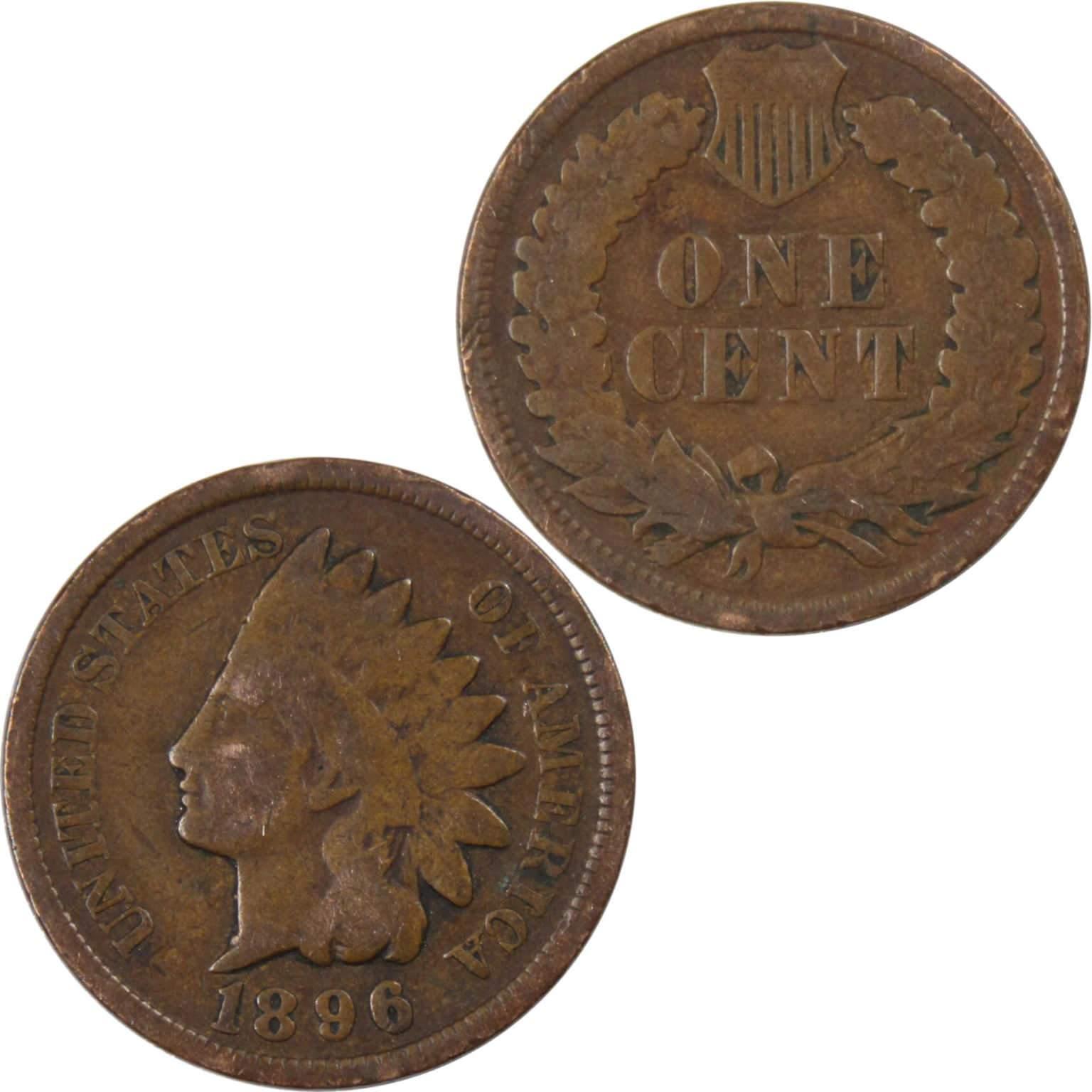 1896 Indian Head Cent AG About Good Bronze Penny 1c Coin Collectible