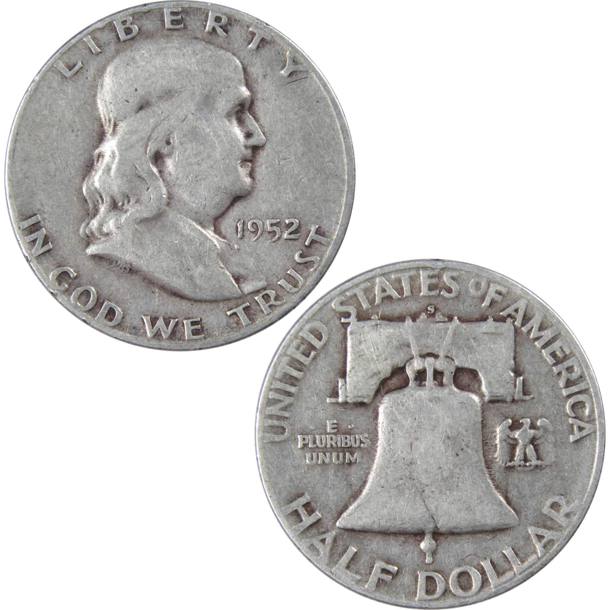 1952 S Franklin Half Dollar VG Very Good 90% Silver 50c US Coin Collectible