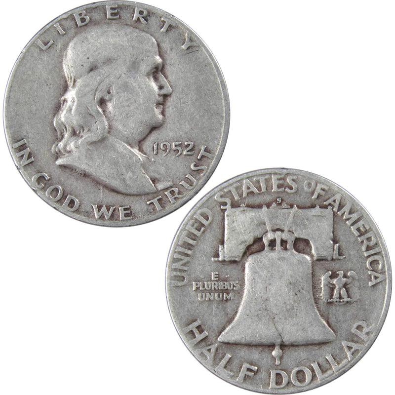 1952 S Franklin Half Dollar VG Very Good 90% Silver 50c US Coin Collectible - Franklin Half Dollar - Franklin half dollars - Franklin coins - Profile Coins &amp; Collectibles