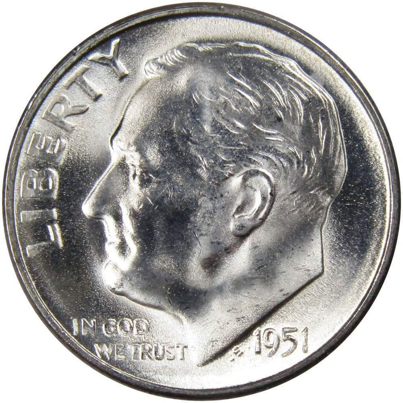 1951 S Roosevelt Dime BU Uncirculated Mint State 90% Silver 10c US Coin - Roosevelt coin - Profile Coins &amp; Collectibles