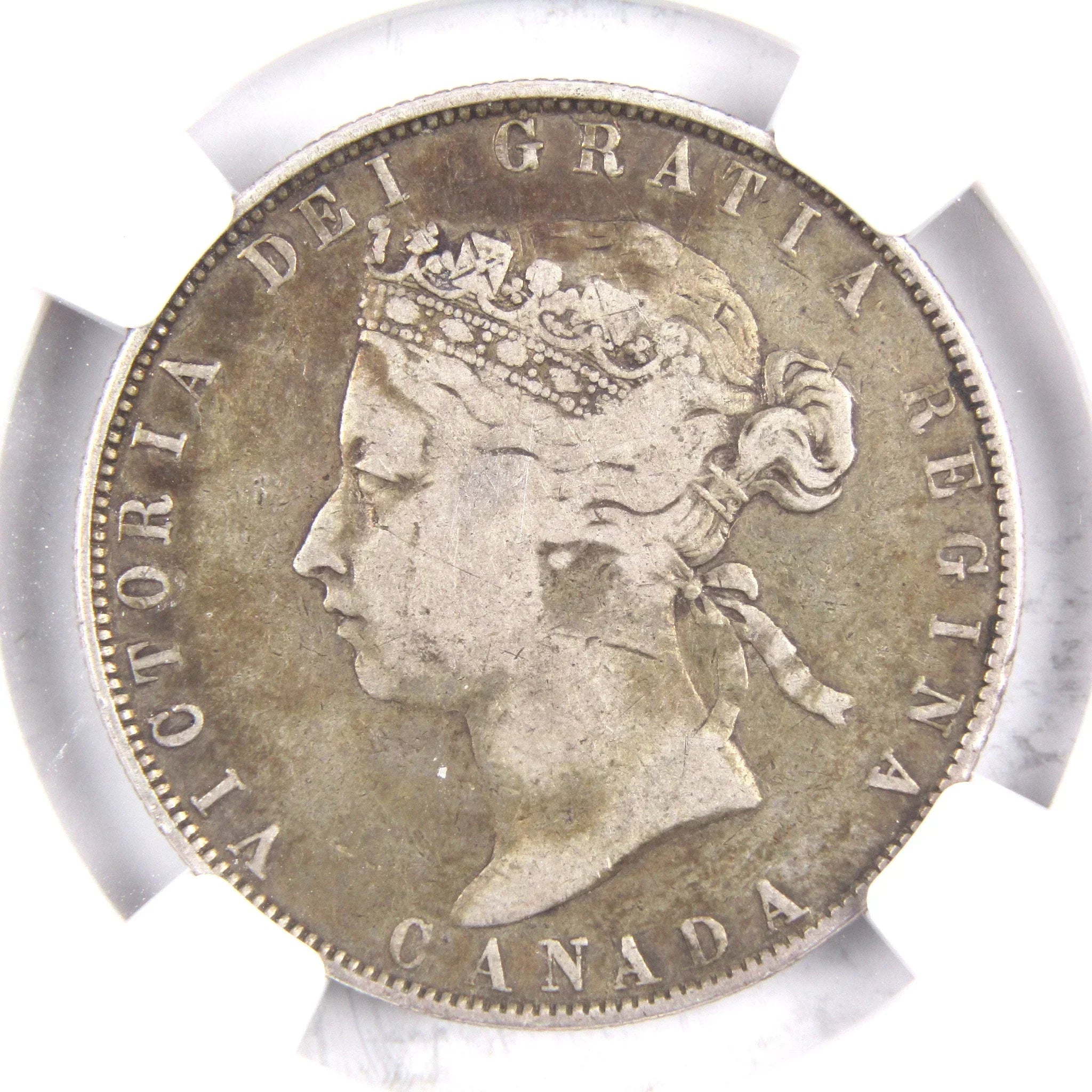 1870 Canadian Victoria Silver 50 Cent No L.C.W. F 15 NGC SKU:CPC2452
