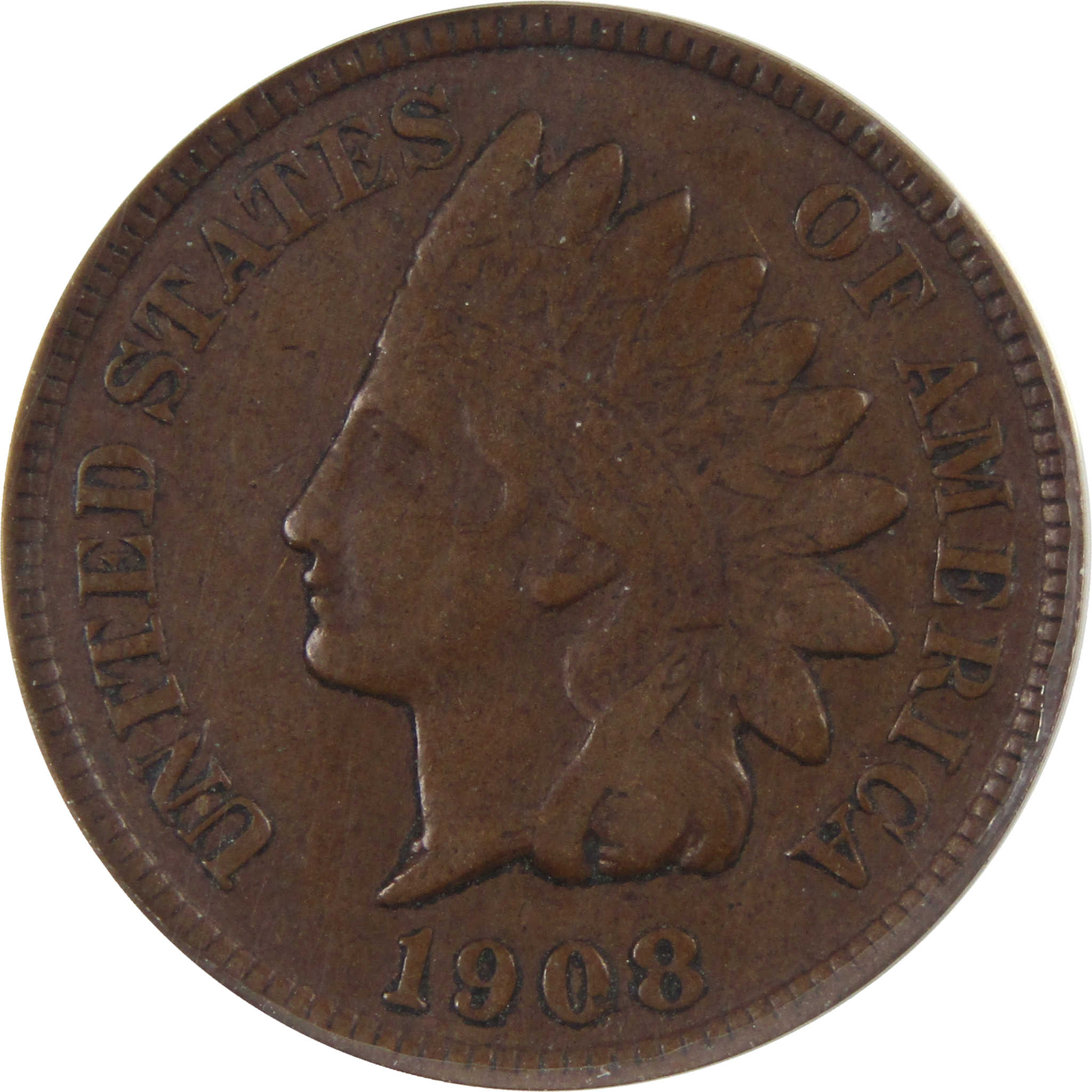 1908 S Indian Head Cent VF 20 ANACS Bronze Penny 1c US Coin SKU:I3765