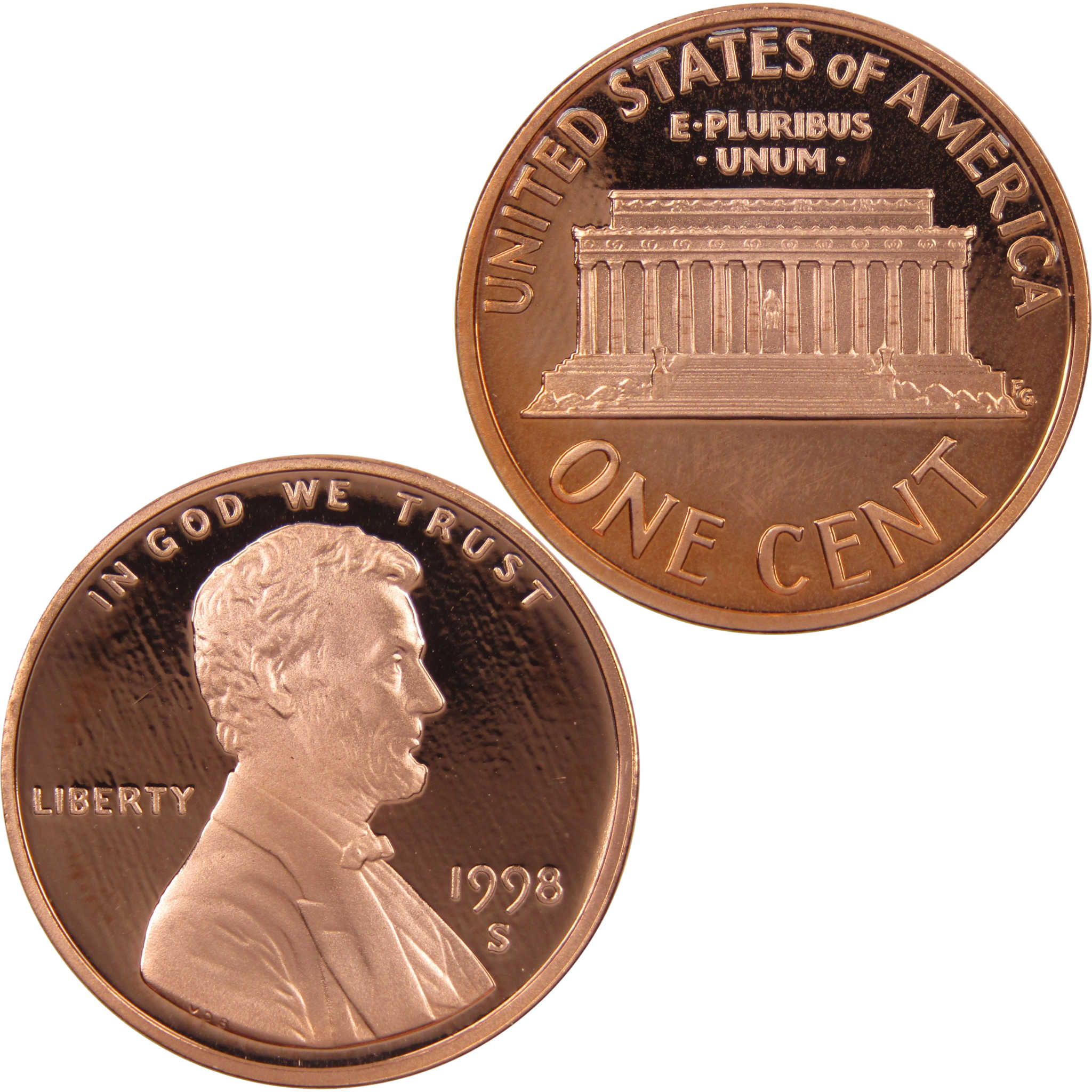 1998 S Lincoln Memorial Cent Choice Proof Penny 1c Coin Collectible
