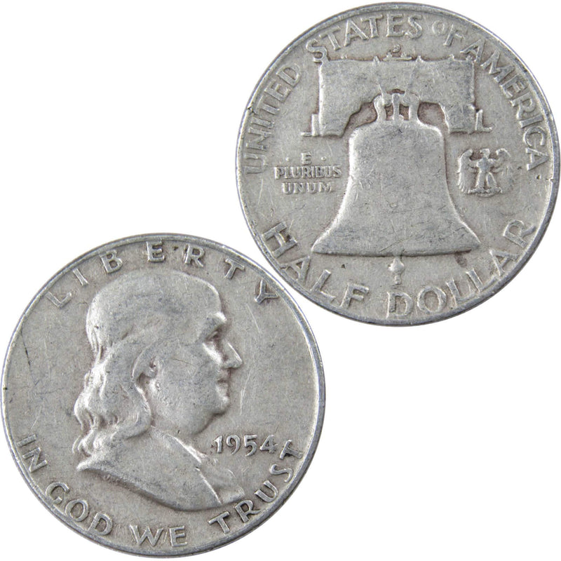 1954 D Franklin Half Dollar AG About Good 90% Silver 50c US Coin Collectible - Franklin Half Dollar - Franklin half dollars - Franklin coins - Profile Coins &amp; Collectibles