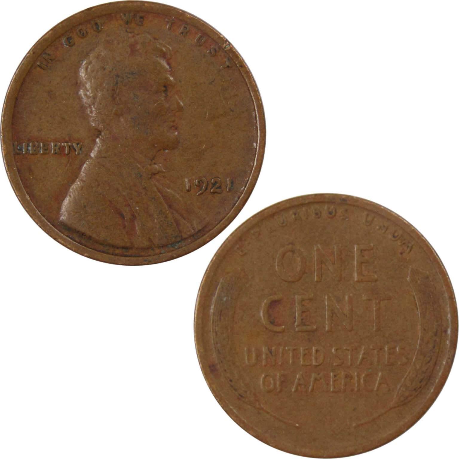 1921 Lincoln Wheat Cent F Fine Bronze Penny 1c Coin Collectible