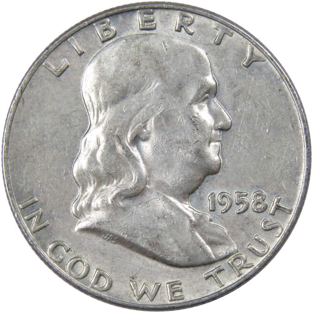 1958 D Franklin Half Dollar XF EF Extremely Fine 90% Silver 50c US Coin