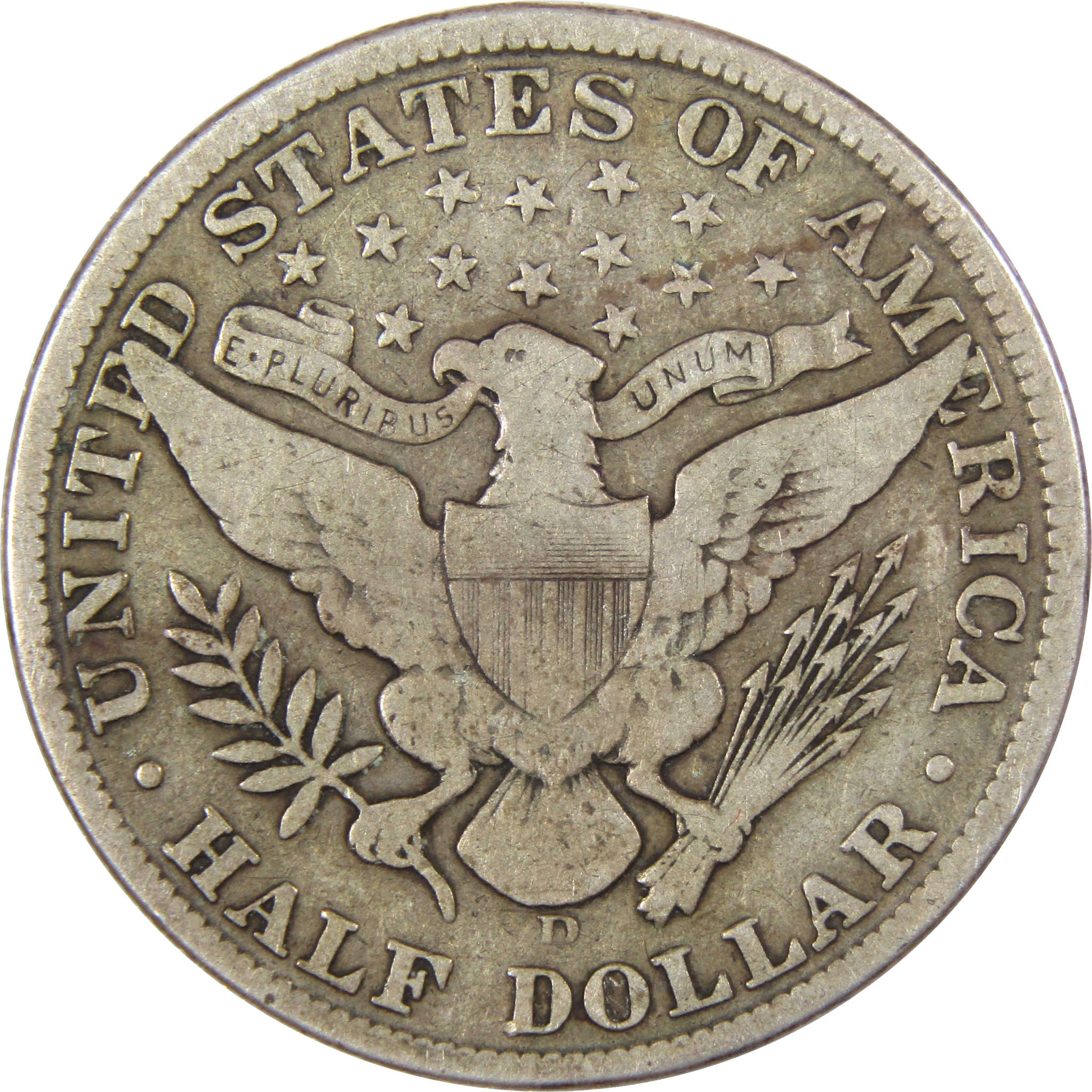1908 D Barber Half Dollar VG Very Good 90% Silver 50c SKU:I604