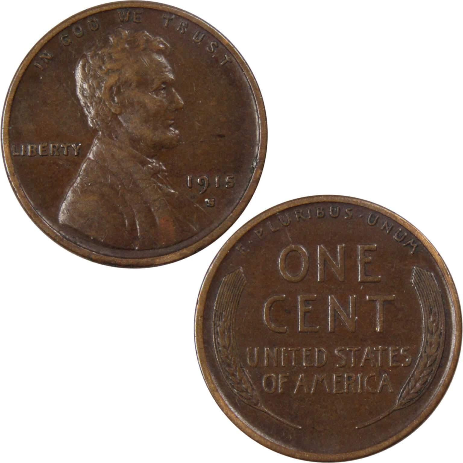 1915 S Lincoln Wheat Cent XF EF Extremely Fine Bronze Penny 1c Coin Collectible