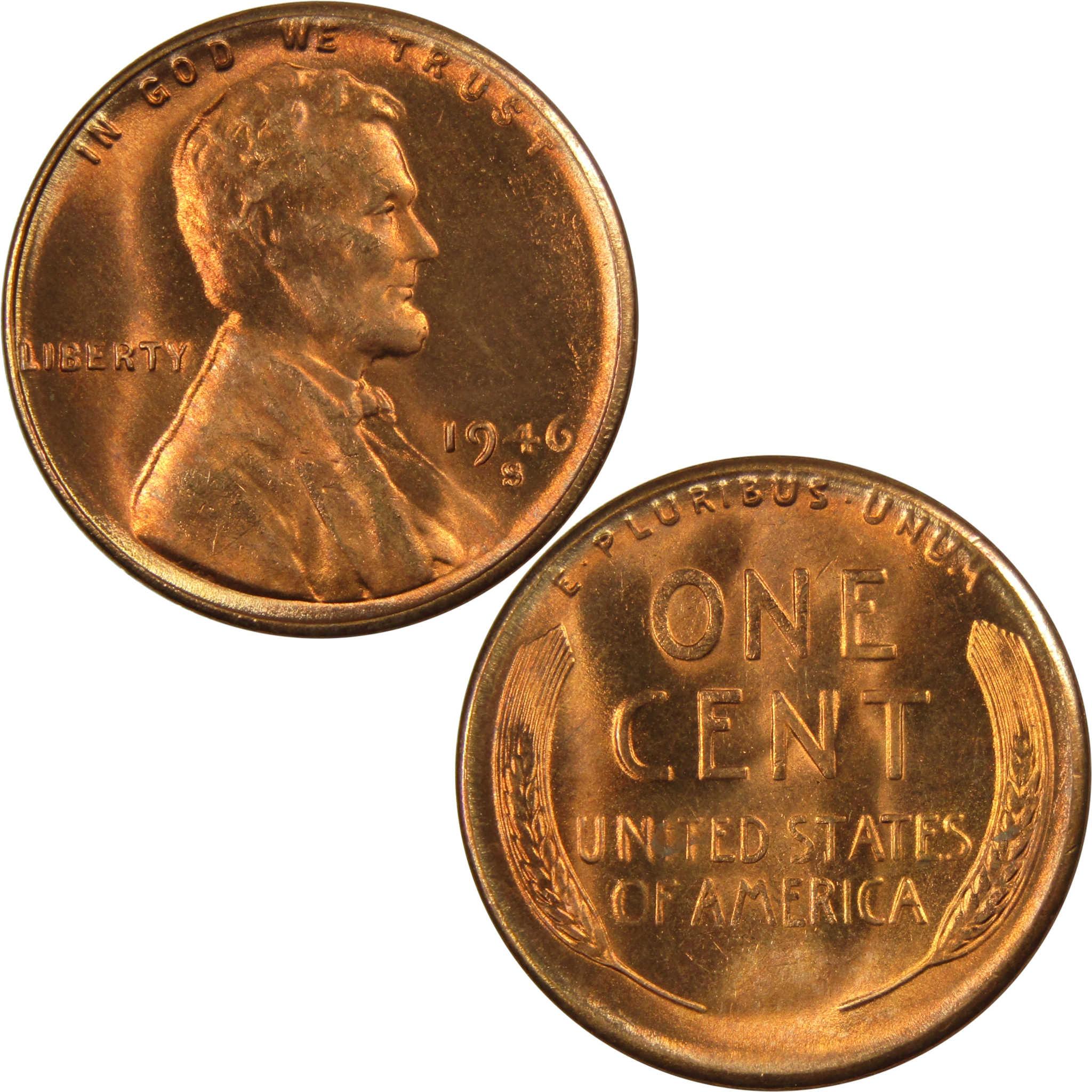 1946 S Lincoln Wheat Cent BU Uncirculated Mint State Bronze Penny 1c Coin