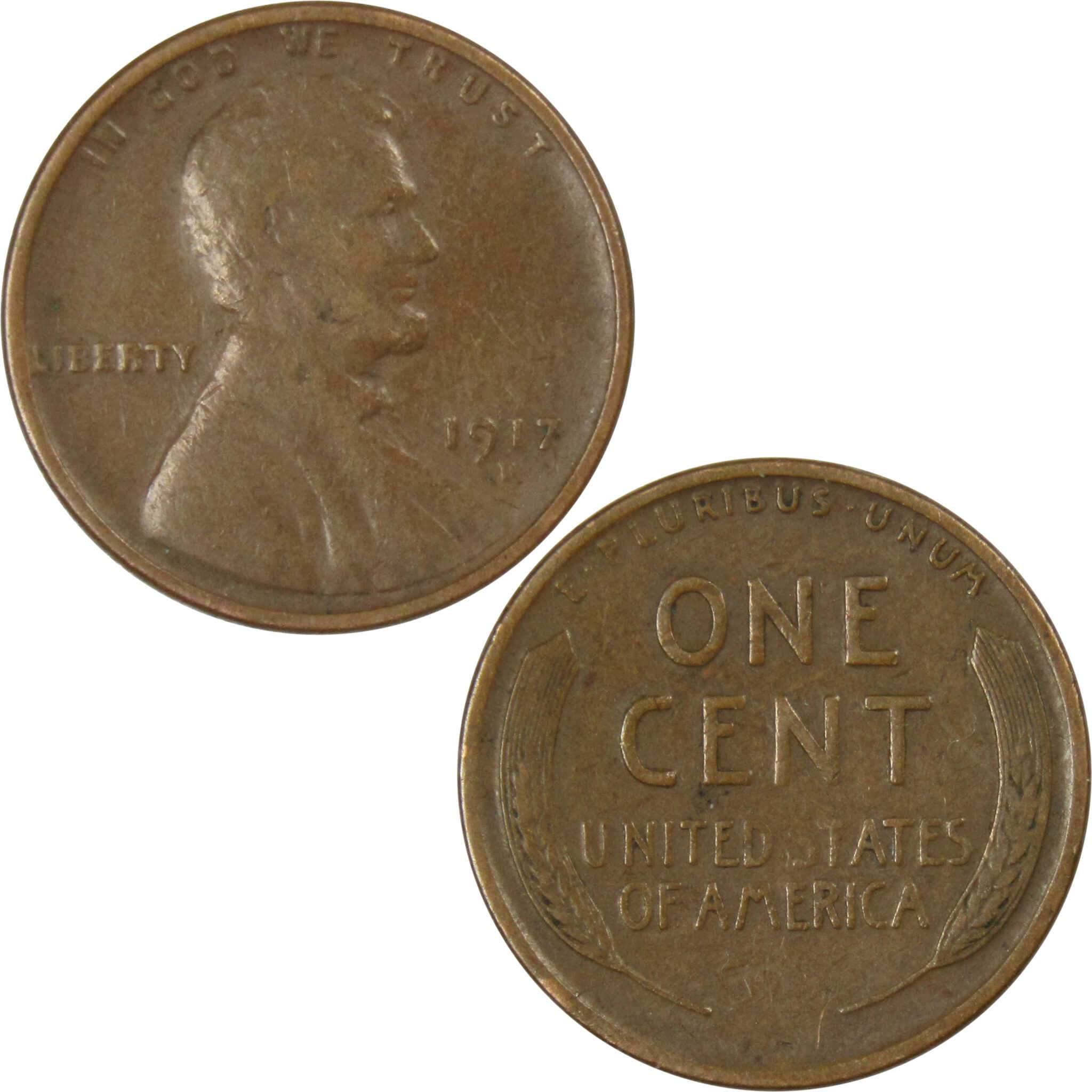 1917 D Lincoln Wheat Cent F Fine Bronze Penny 1c Coin Collectible