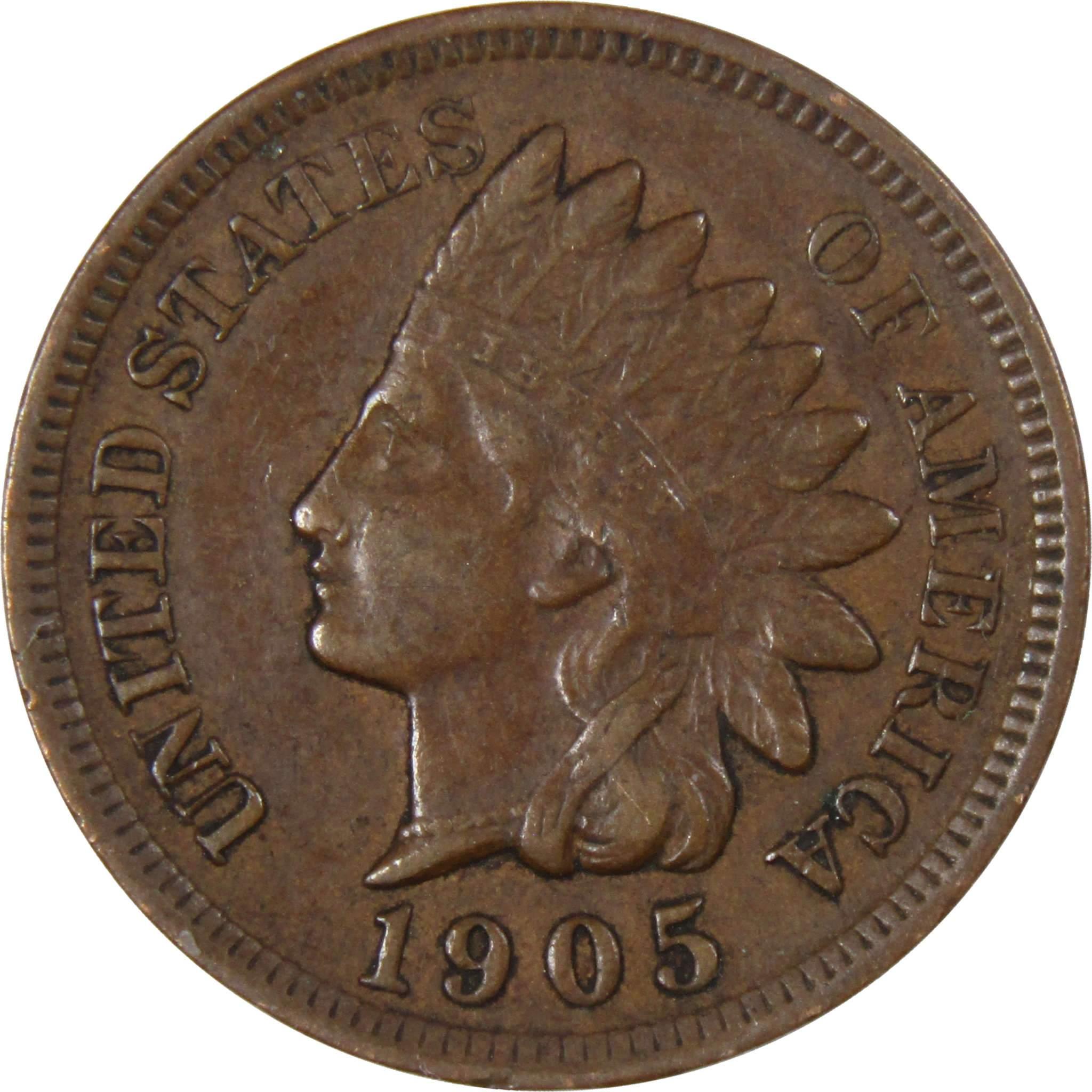 1905 Indian Head Cent XF EF Extremely Fine Bronze Penny 1c Coin Collectible
