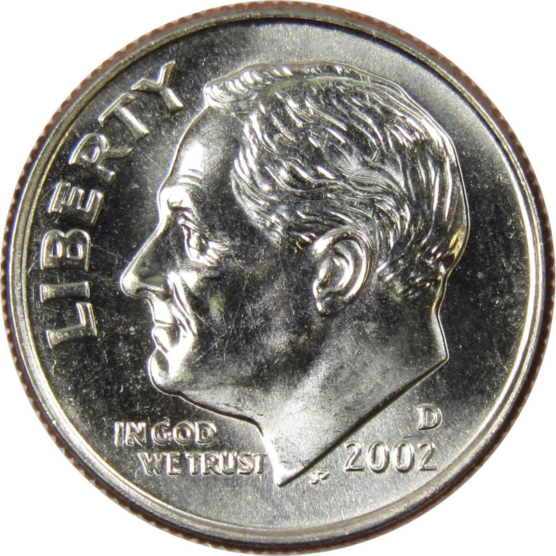 2002 D Roosevelt Dime BU Uncirculated Mint State 10c US Coin Collectible - Roosevelt coin - Profile Coins &amp; Collectibles