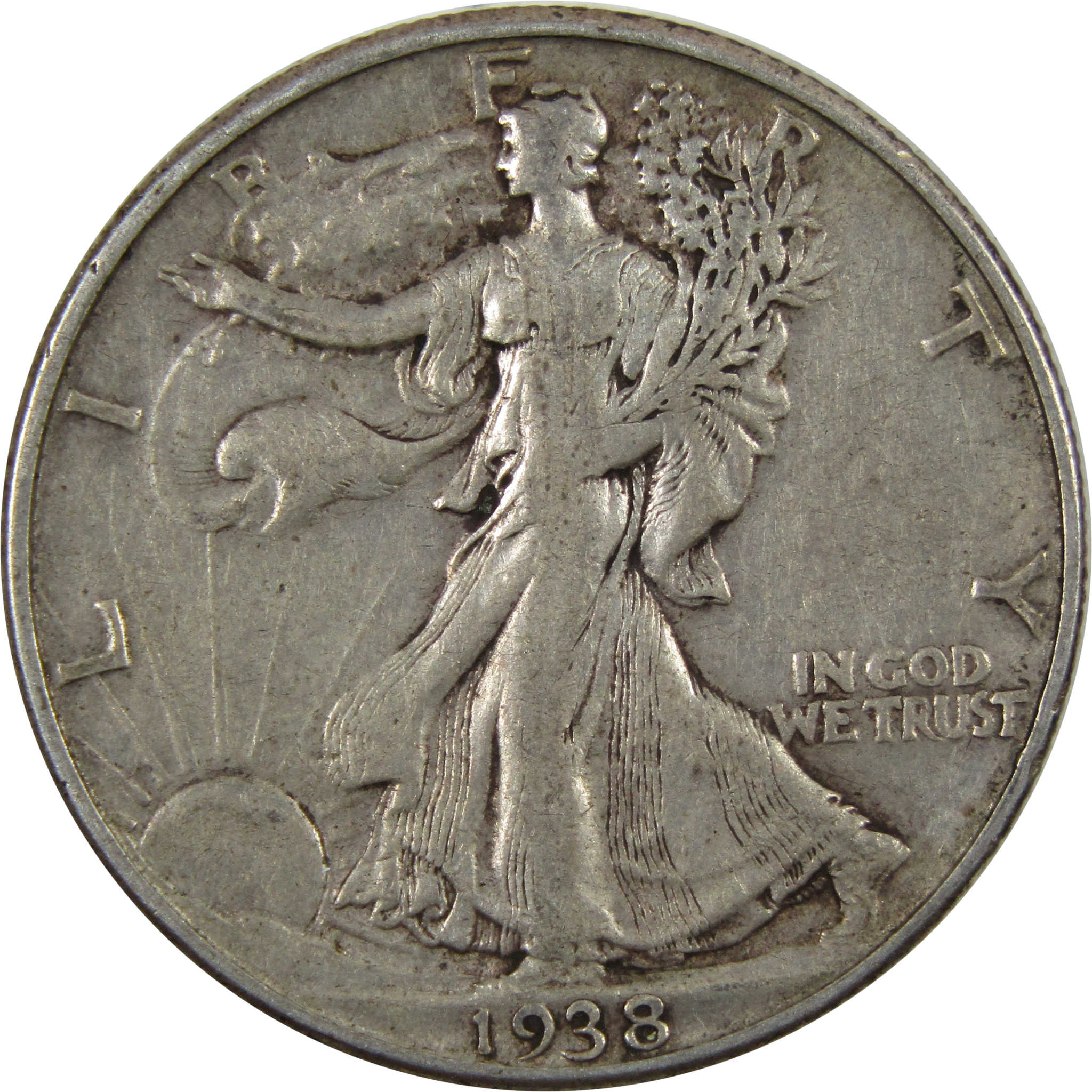 1938 D Liberty Walking Half Dollar VF Very Fine 90% Silver SKU:I4777