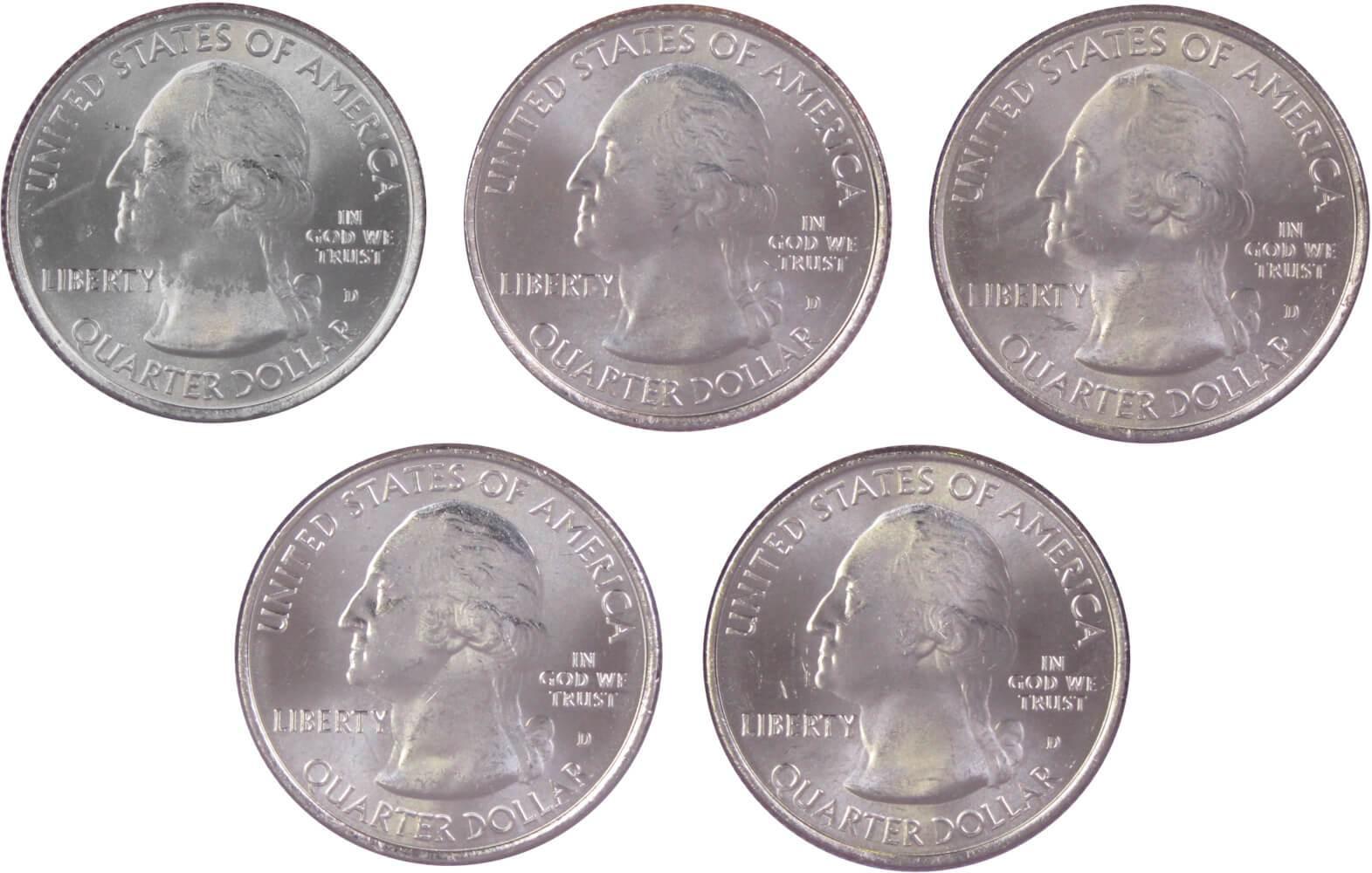 2011 D National Park Quarter 5 Coin Set Uncirculated Mint State 25c Collectible