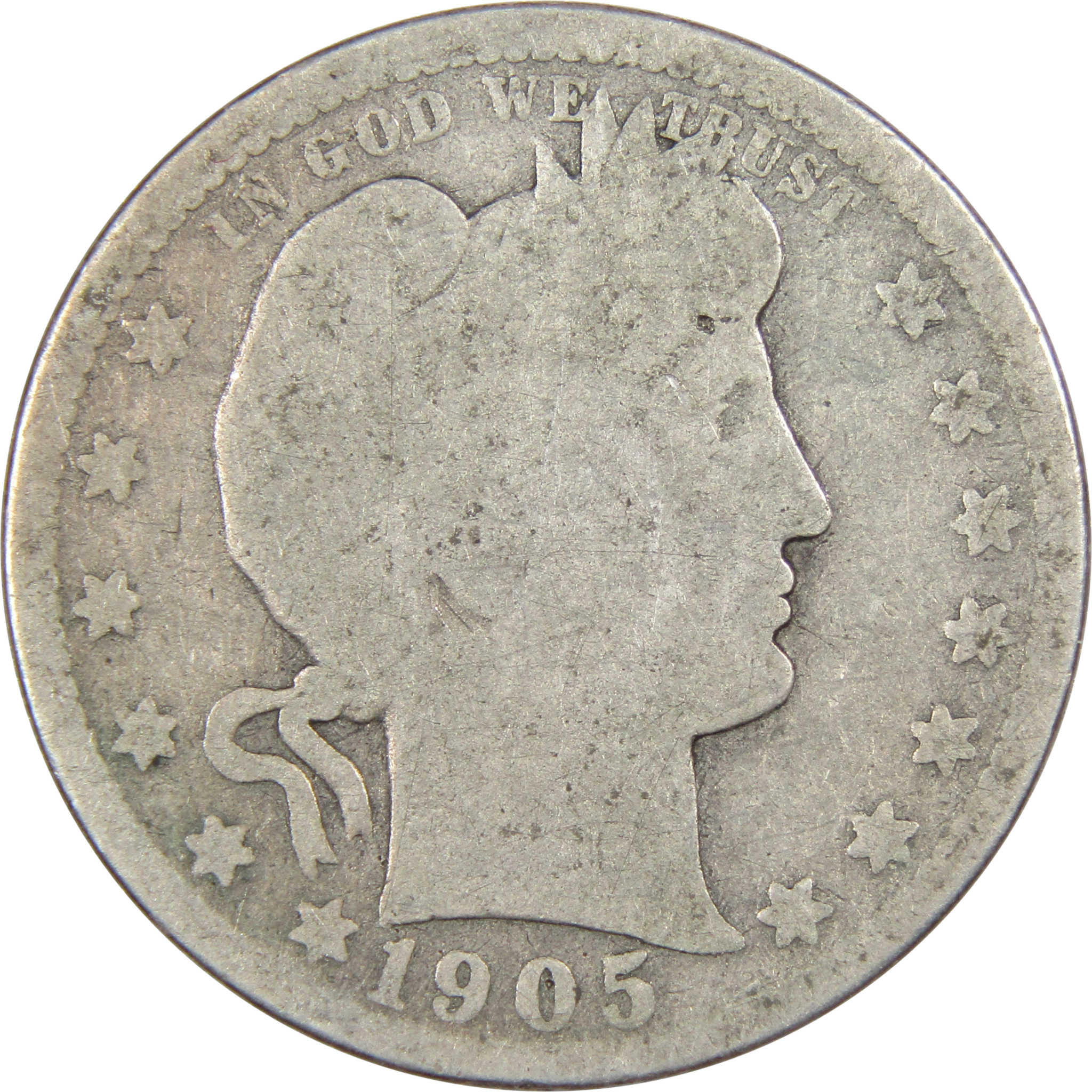 1905 O Barber Quarter AG About Good 90% Silver 25c Type Coin SKU:I421