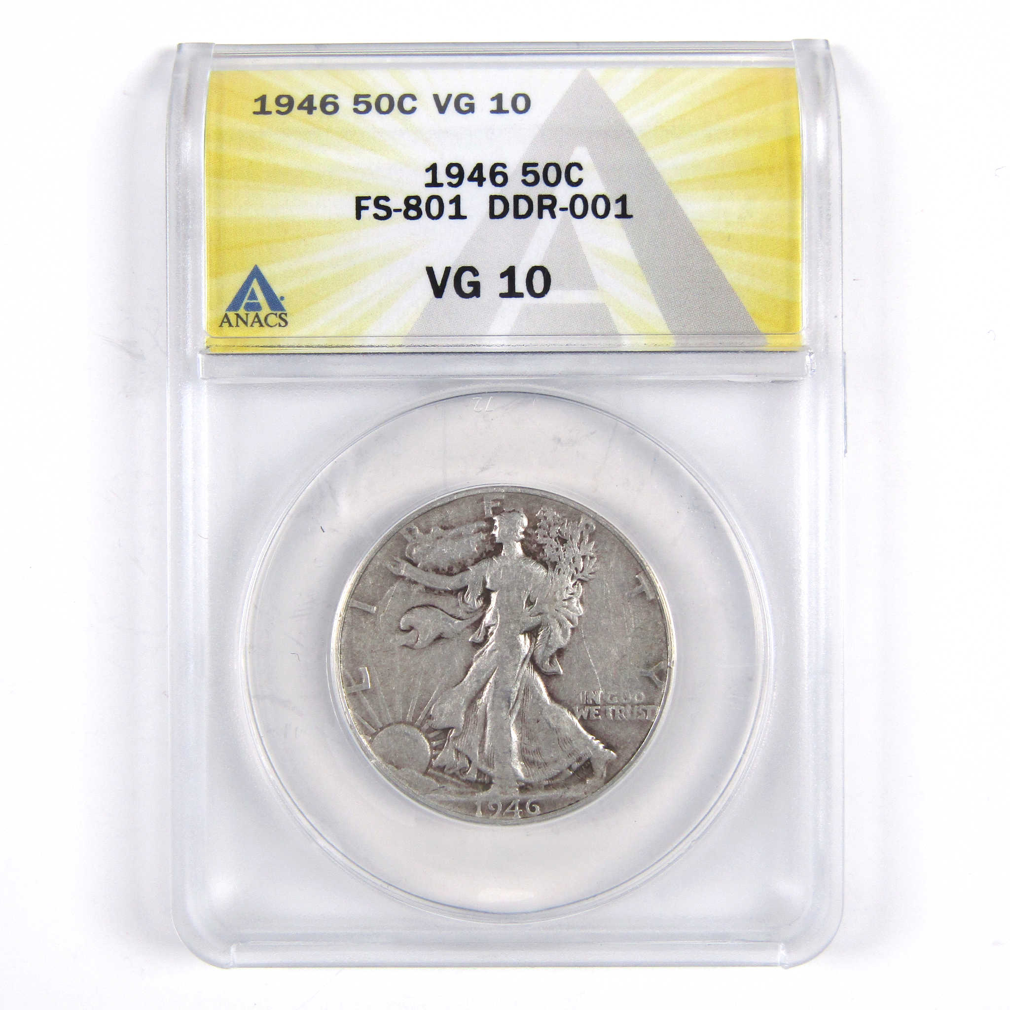 1946 DDR-001 FS-801 Liberty Walking Half Dollar VG 10 ANACS SKU:I2844