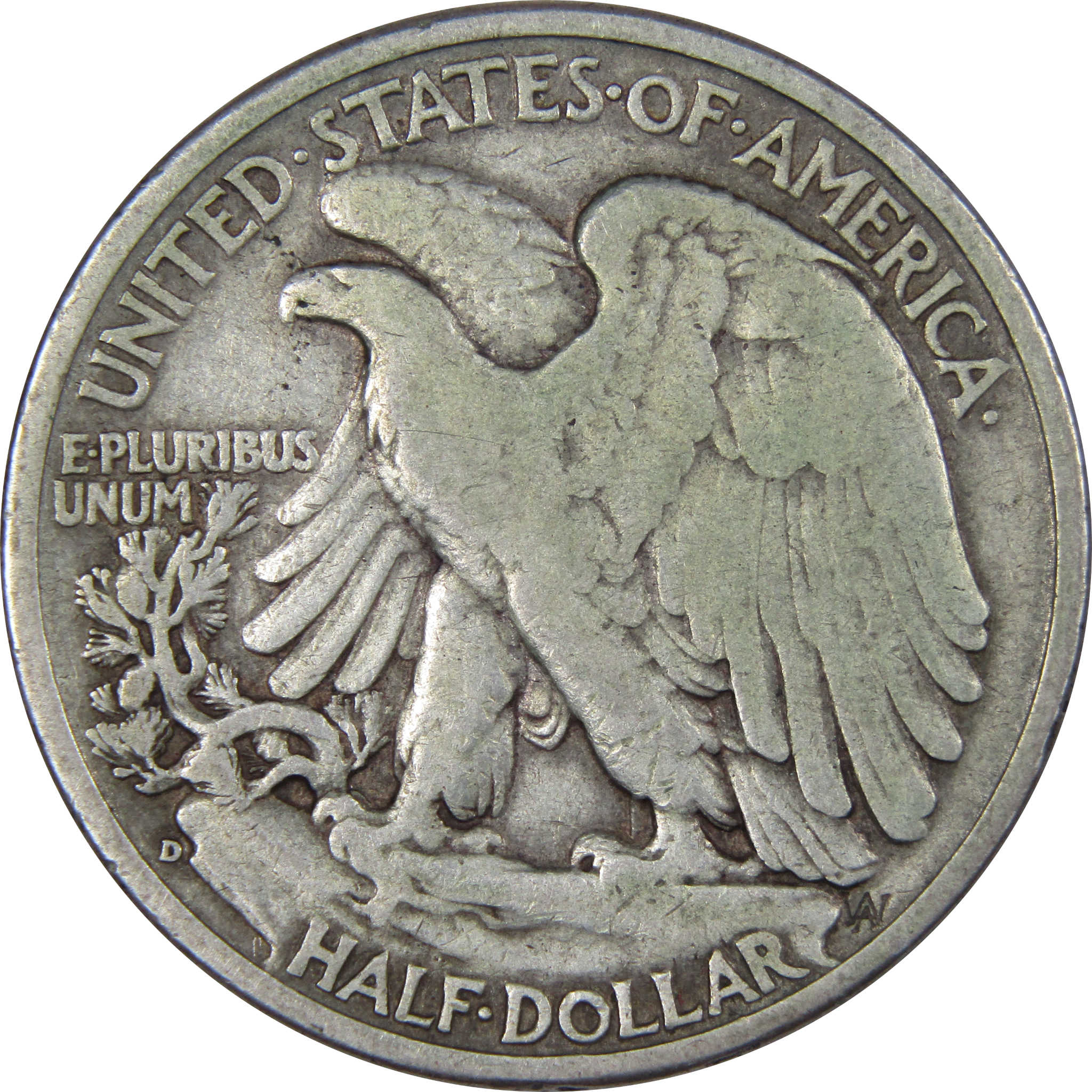 1938 D Liberty Walking Half Dollar F Fine 90% Silver 50c SKU:IPC8035