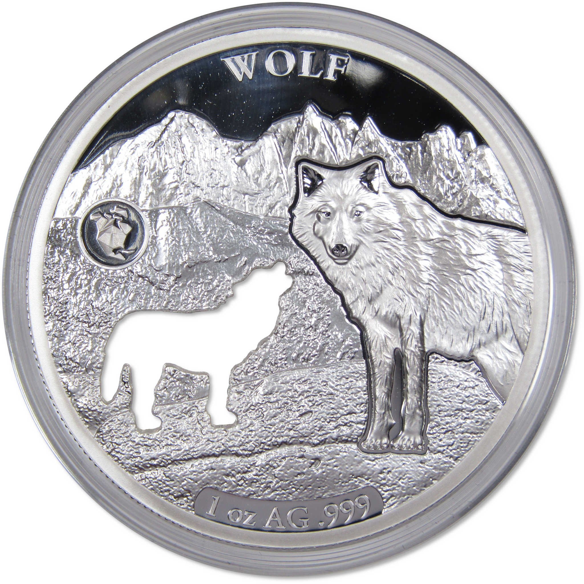 Shapes of America Wolf 1 oz .999 Fine Silver $5 Proof-Like Coin Barbados COA