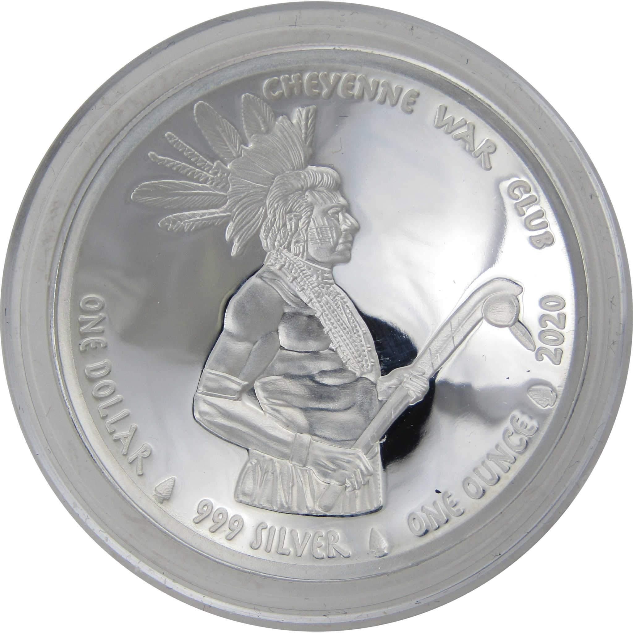 2020 Native American Jamul Cheyenne War Club 1 oz .999 Silver 1 Domed