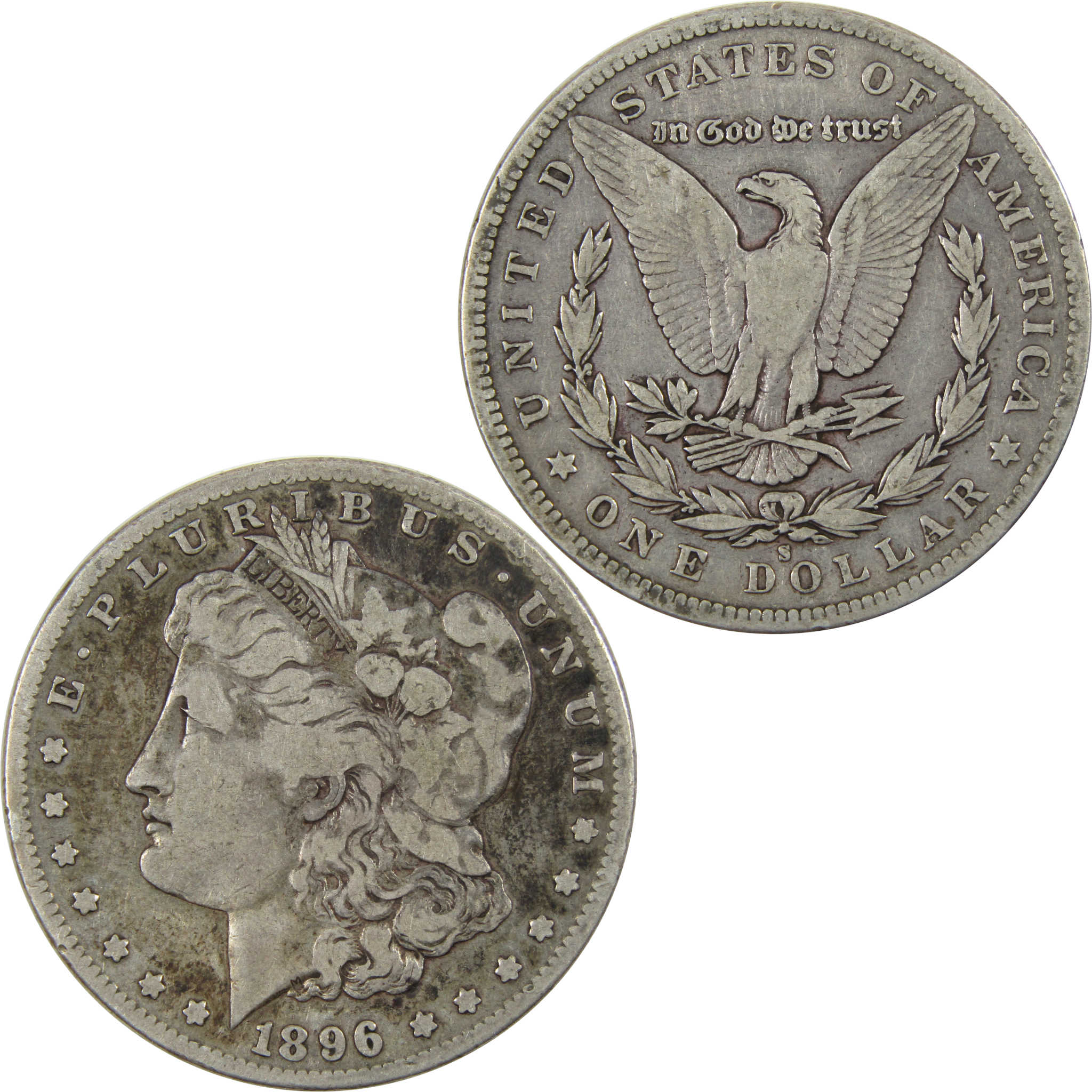 1896 S Morgan Dollar F Fine 90% Silver $1 Coin SKU:I4747 - Morgan coin - Morgan silver dollar - Morgan silver dollar for sale - Profile Coins &amp; Collectibles