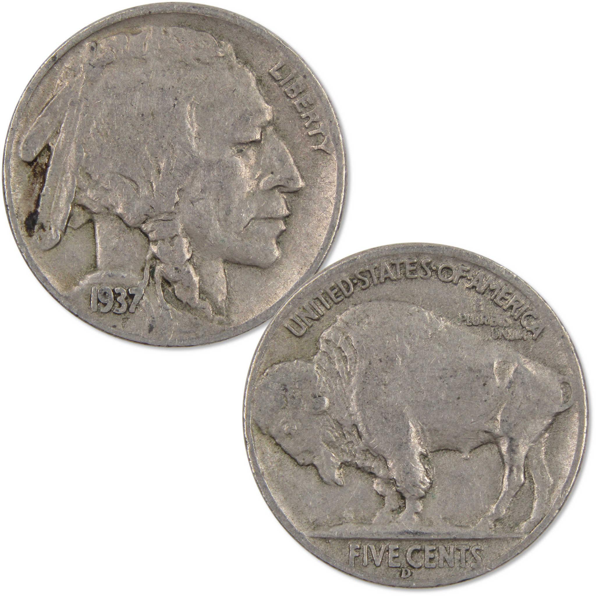 1935-1937 Indian Head Buffalo Nickel 3 Coin All-Mint Set F Fine