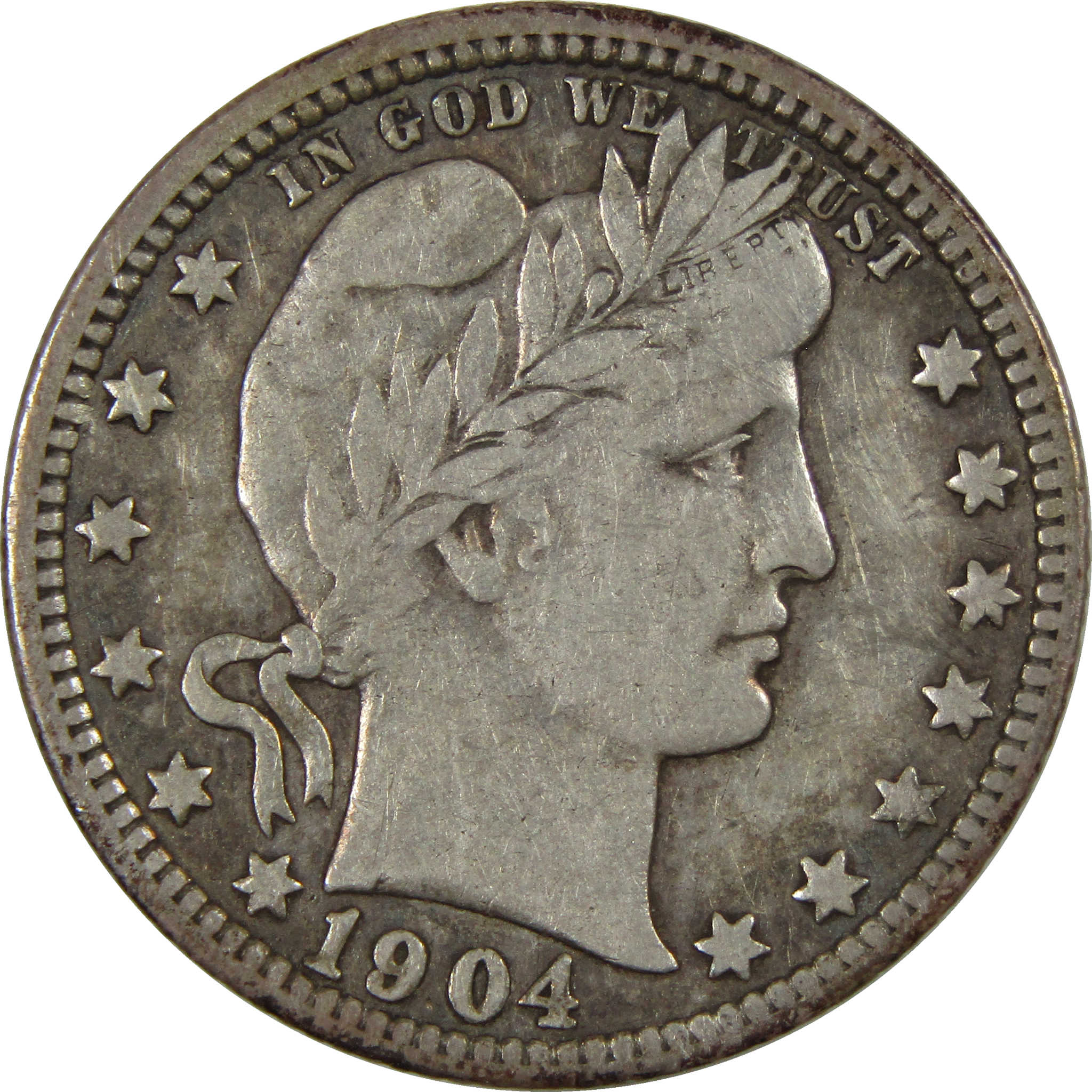 1904 O Barber Quarter VF Very Fine 90% Silver 25c Coin SKU:I4173