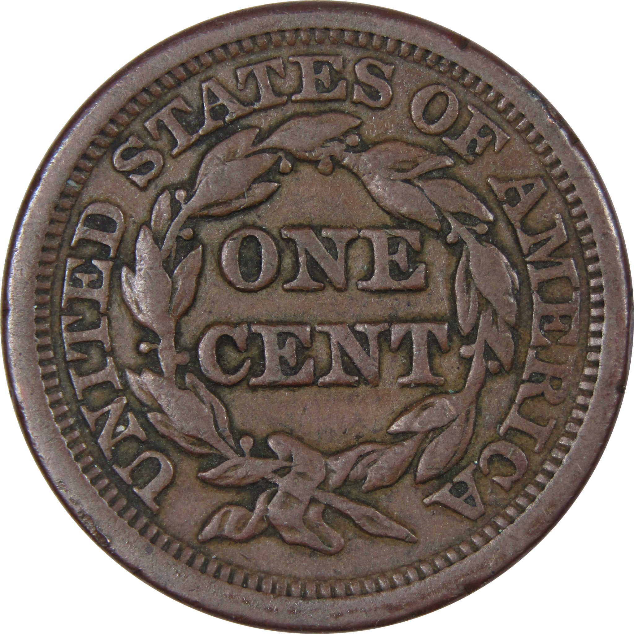 1854 Braided Hair Large Cent F Fine Copper Penny 1c SKU:IPC8063