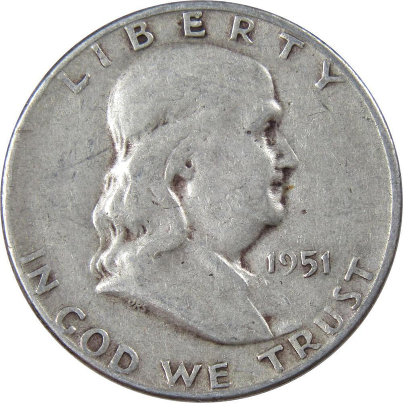 1951 S Franklin Half Dollar AG About Good 90% Silver 50c US Coin Collectible - Franklin Half Dollar - Franklin half dollars - Franklin coins - Profile Coins &amp; Collectibles
