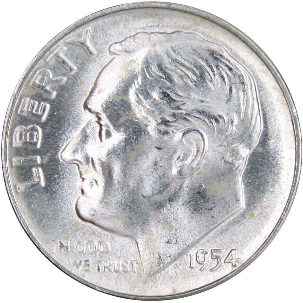 1954 Roosevelt Dime BU Uncirculated Mint State 90% Silver 10c US Coin