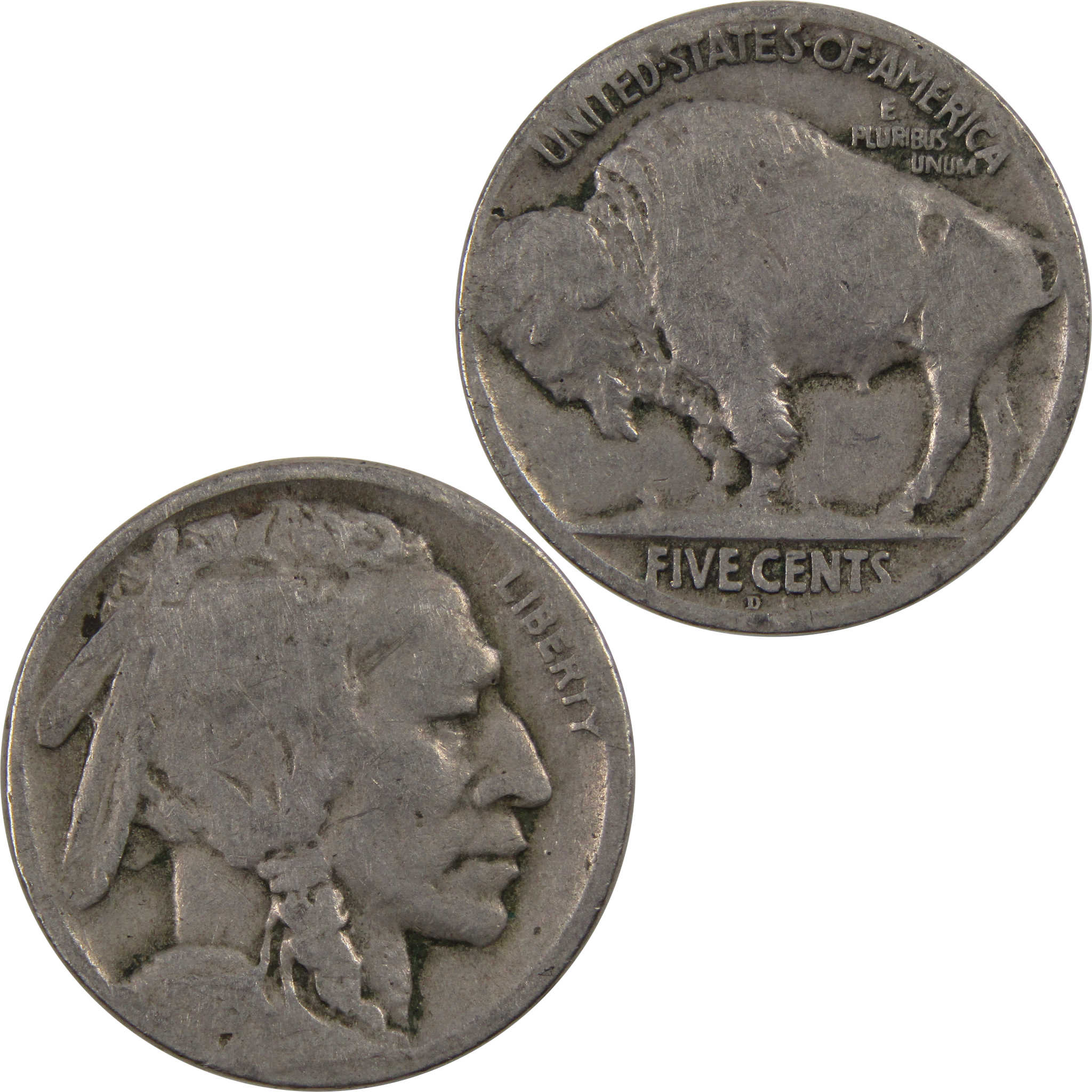 1918 D Indian Head Buffalo Nickel 5 Cent Piece AG About Good SKU:I3292