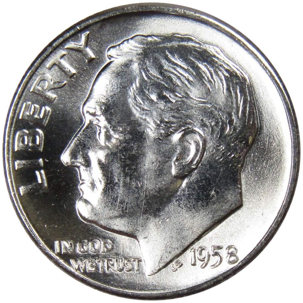 1958 D Roosevelt Dime BU Uncirculated Mint State 90% Silver 10c US Coin
