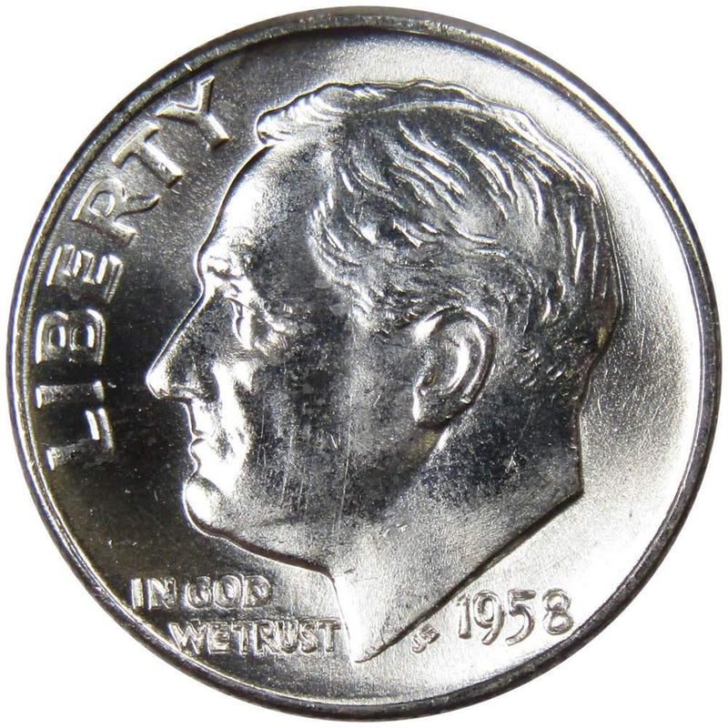 1958 D Roosevelt Dime BU Uncirculated Mint State 90% Silver 10c US Coin - Roosevelt coin - Profile Coins &amp; Collectibles