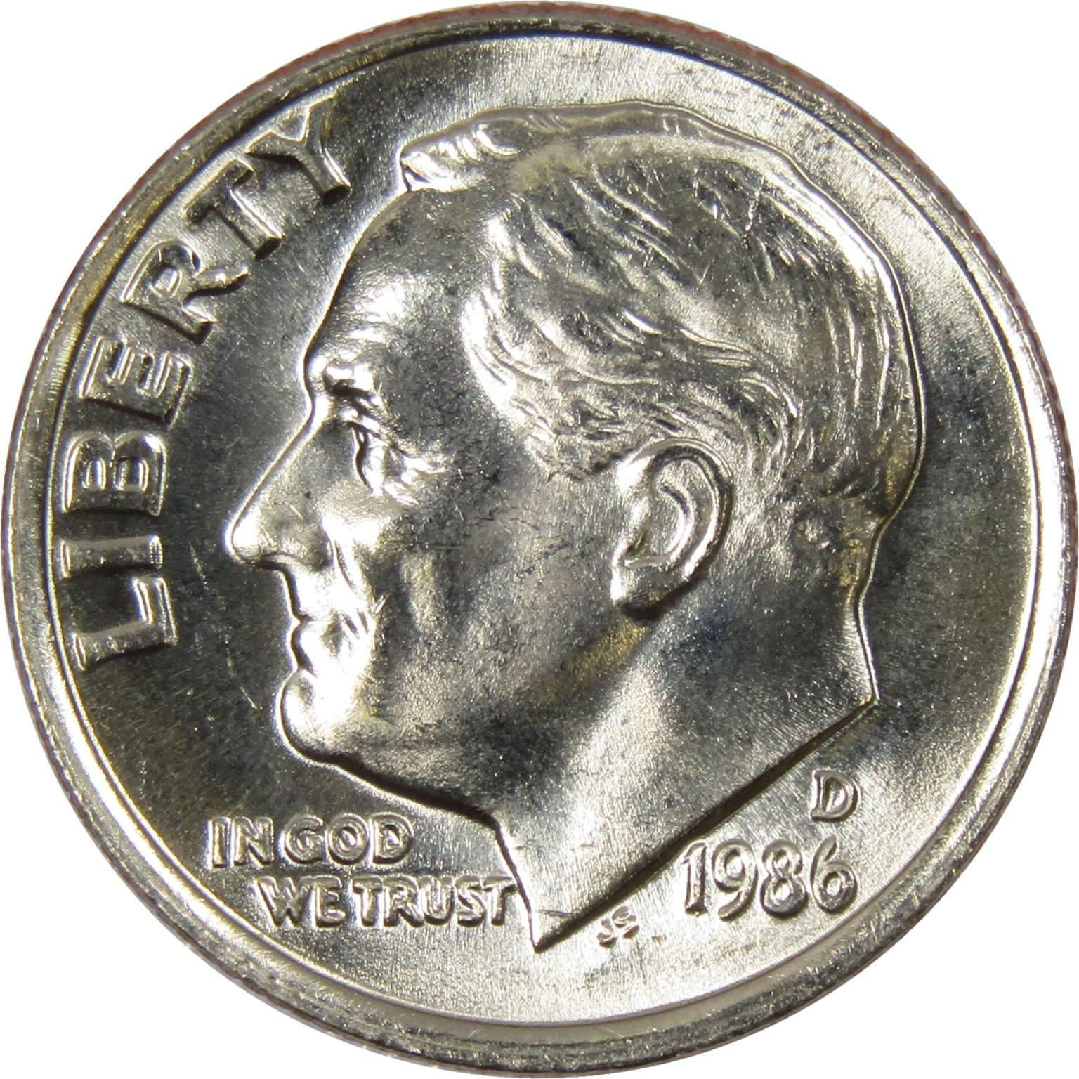 1986 D Roosevelt Dime BU Uncirculated Mint State 10c US Coin Collectible