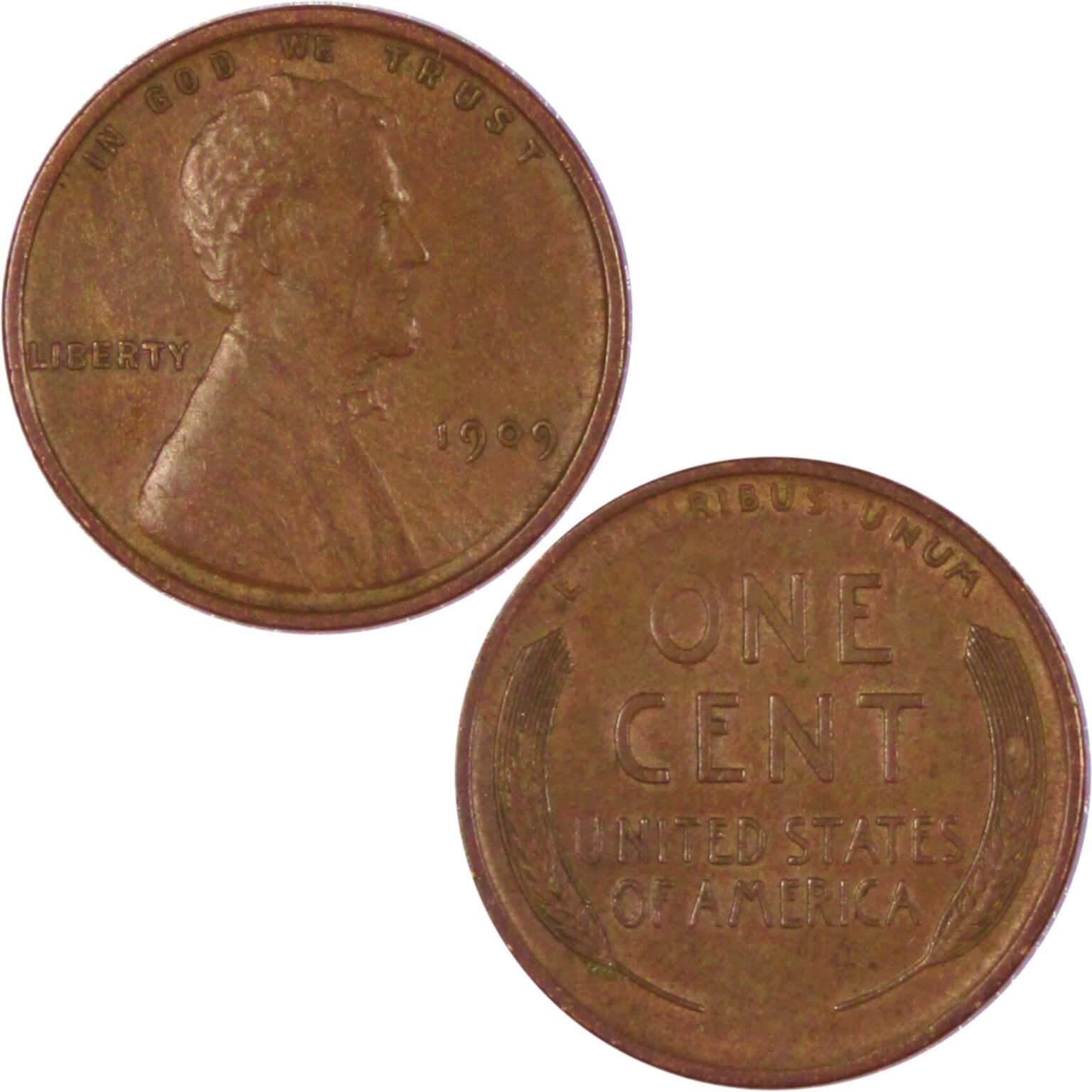 1909 Lincoln Wheat Cent AU About Uncirculated Bronze Penny 1c Coin Collectible