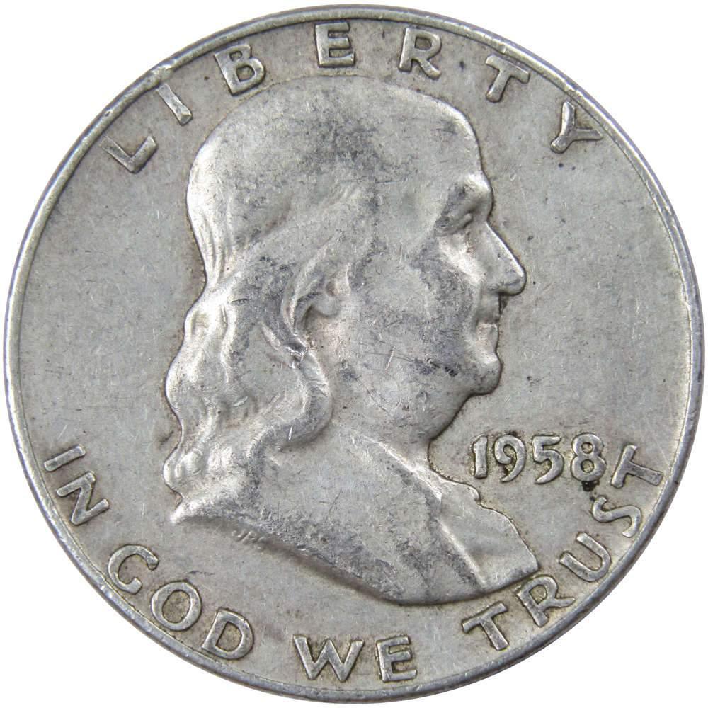 1958 D Franklin Half Dollar VF Very Fine 90% Silver 50c US Coin Collectible