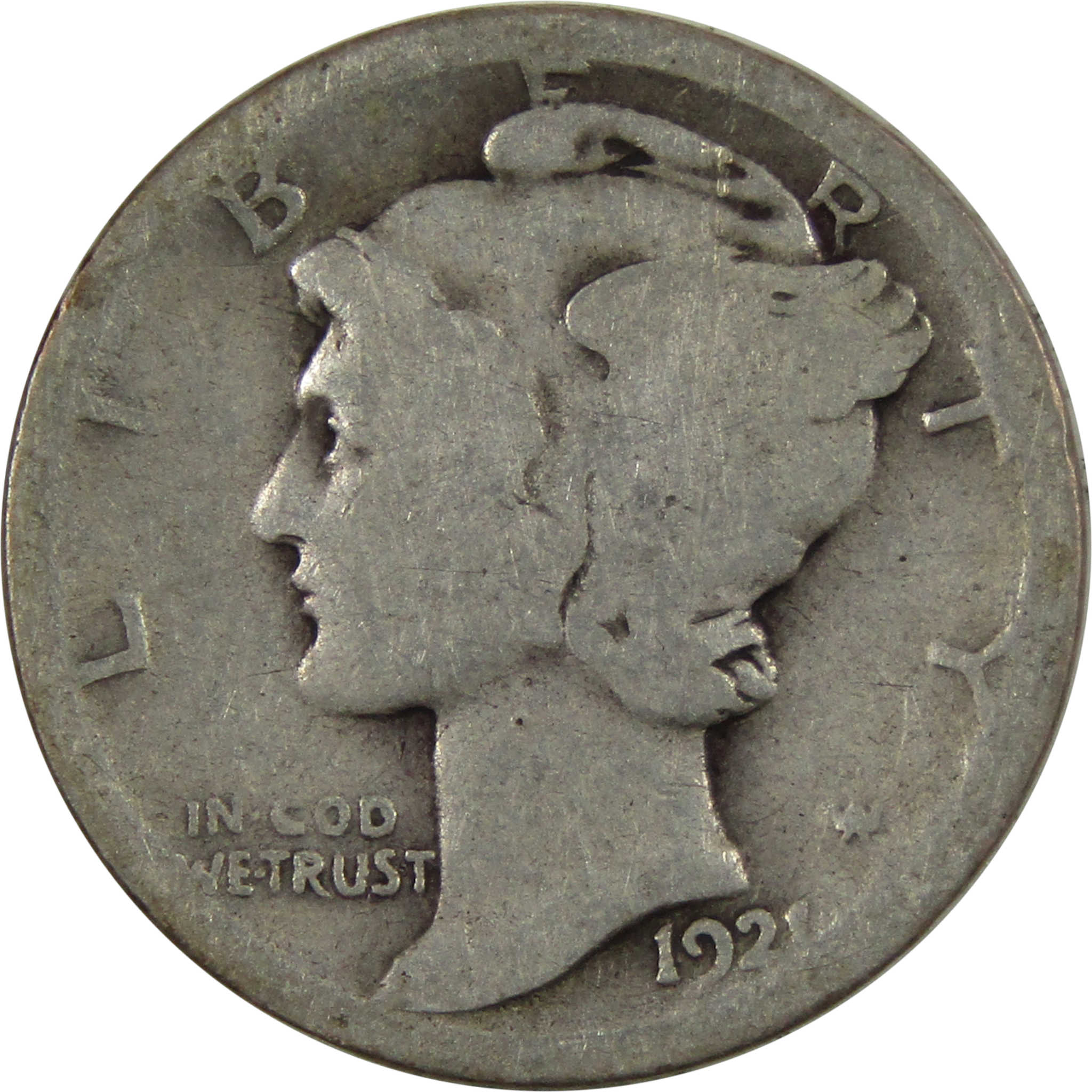 1921 Mercury Dime AG About Good 90% Silver 10c Coin SKU:I4708
