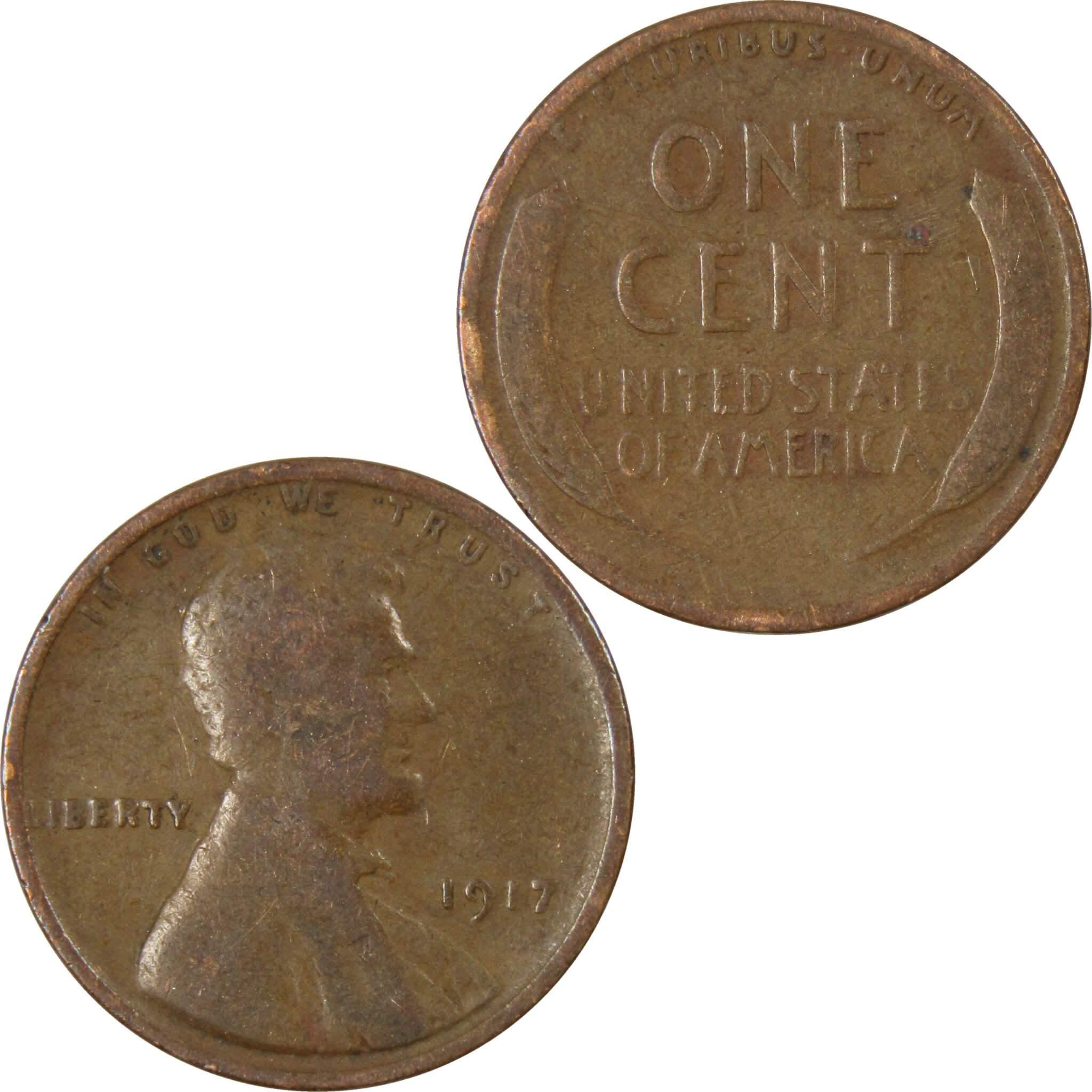 1917 Lincoln Wheat Cent AG About Good Bronze Penny 1c Coin Collectible