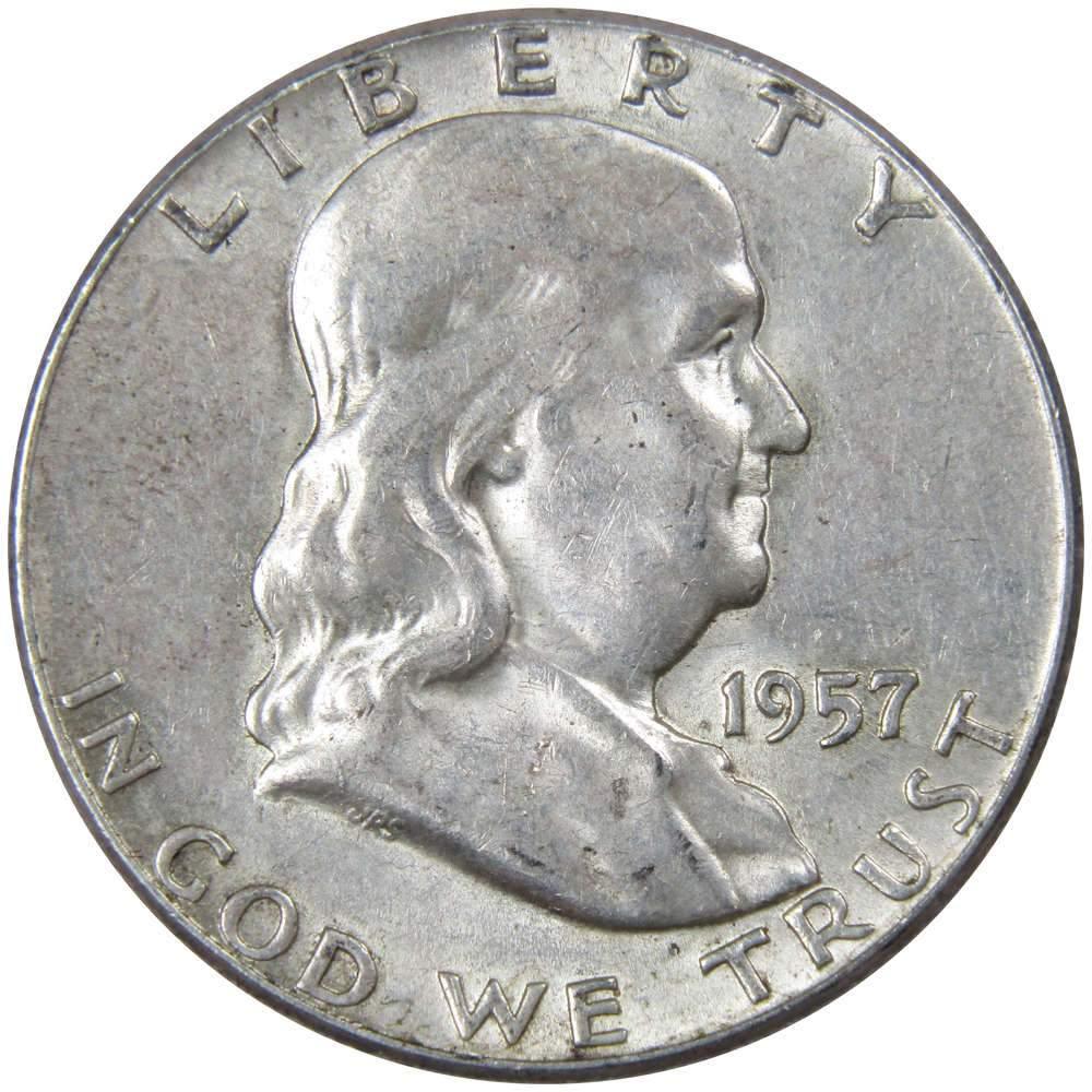 1957 Franklin Half Dollar AU About Uncirculated 90% Silver 50c US Coin