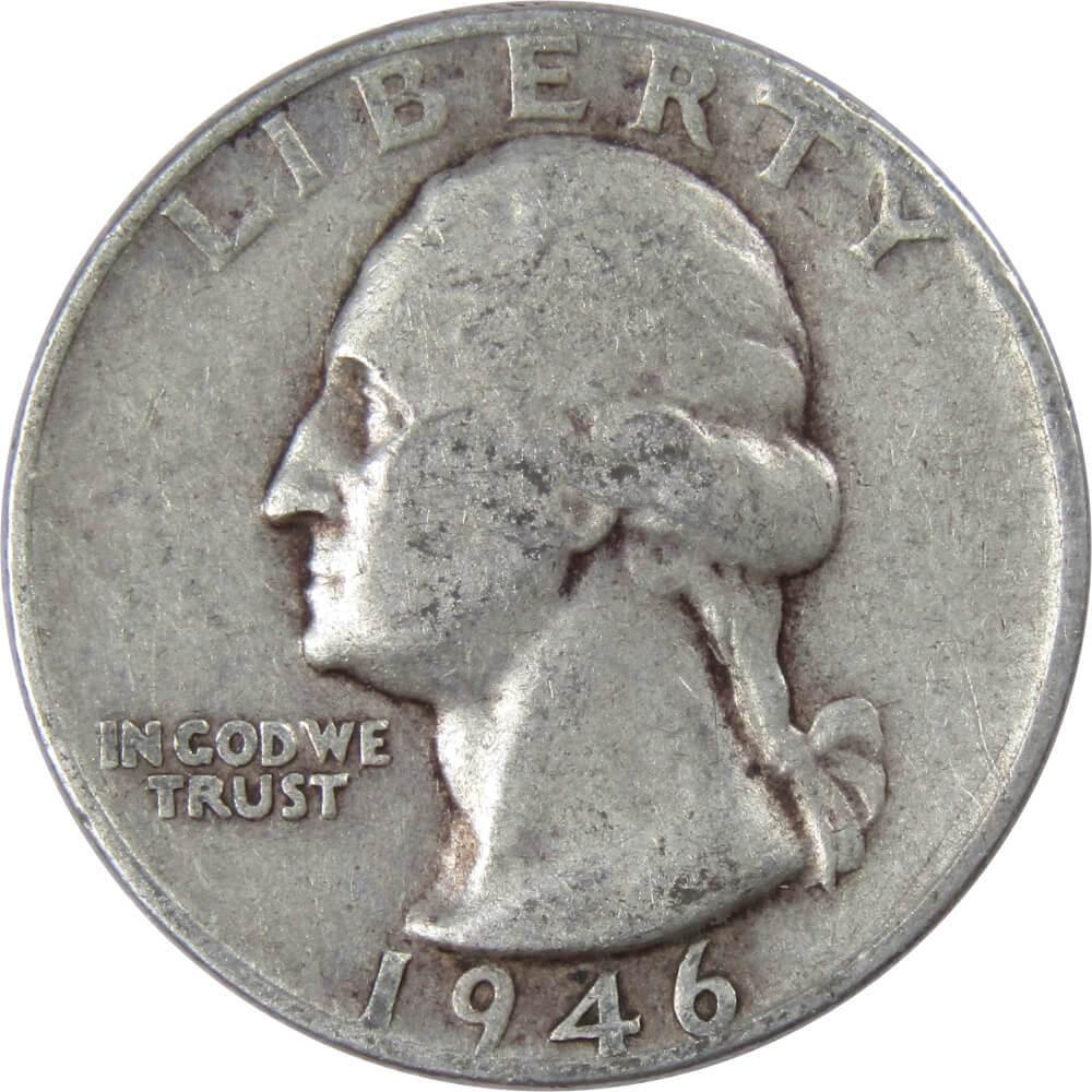 1946 Washington Quarter F Fine 90% Silver 25c US Coin Collectible