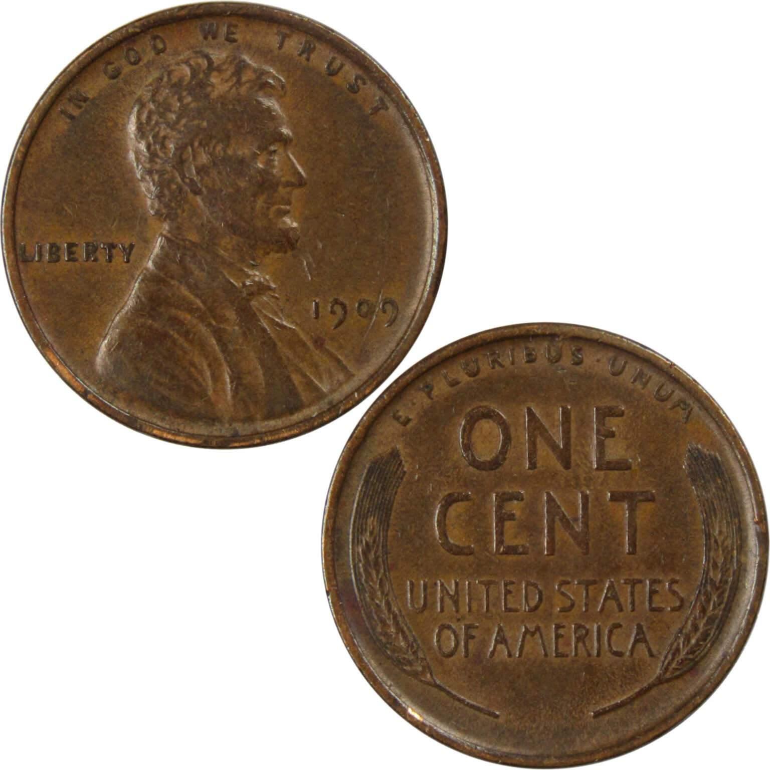 1909 Lincoln Wheat Cent XF EF Extremely Fine Bronze Penny 1c Coin Collectible