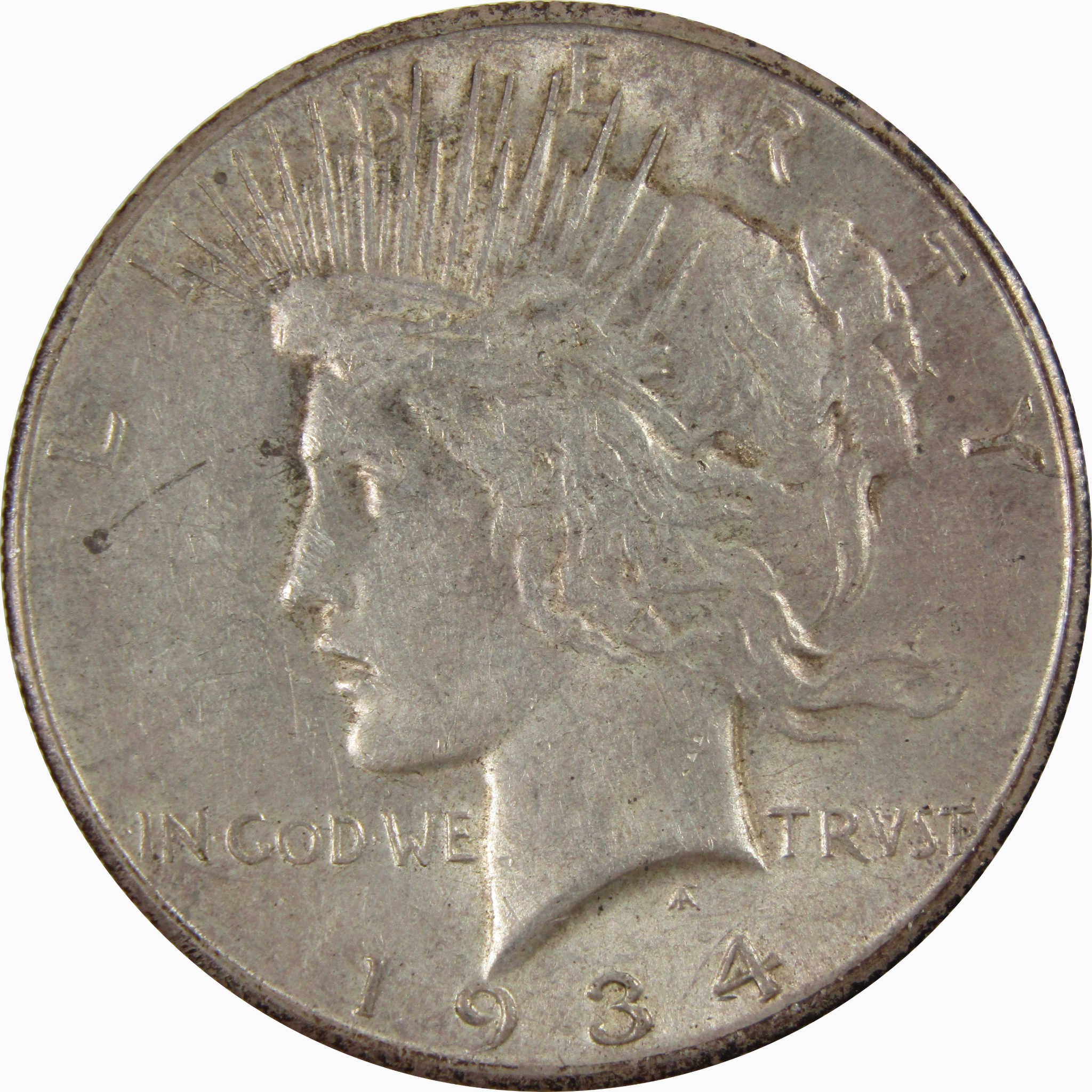 1934 S Peace Dollar Borderline Uncirculated 90% Silver $1 SKU:I4364