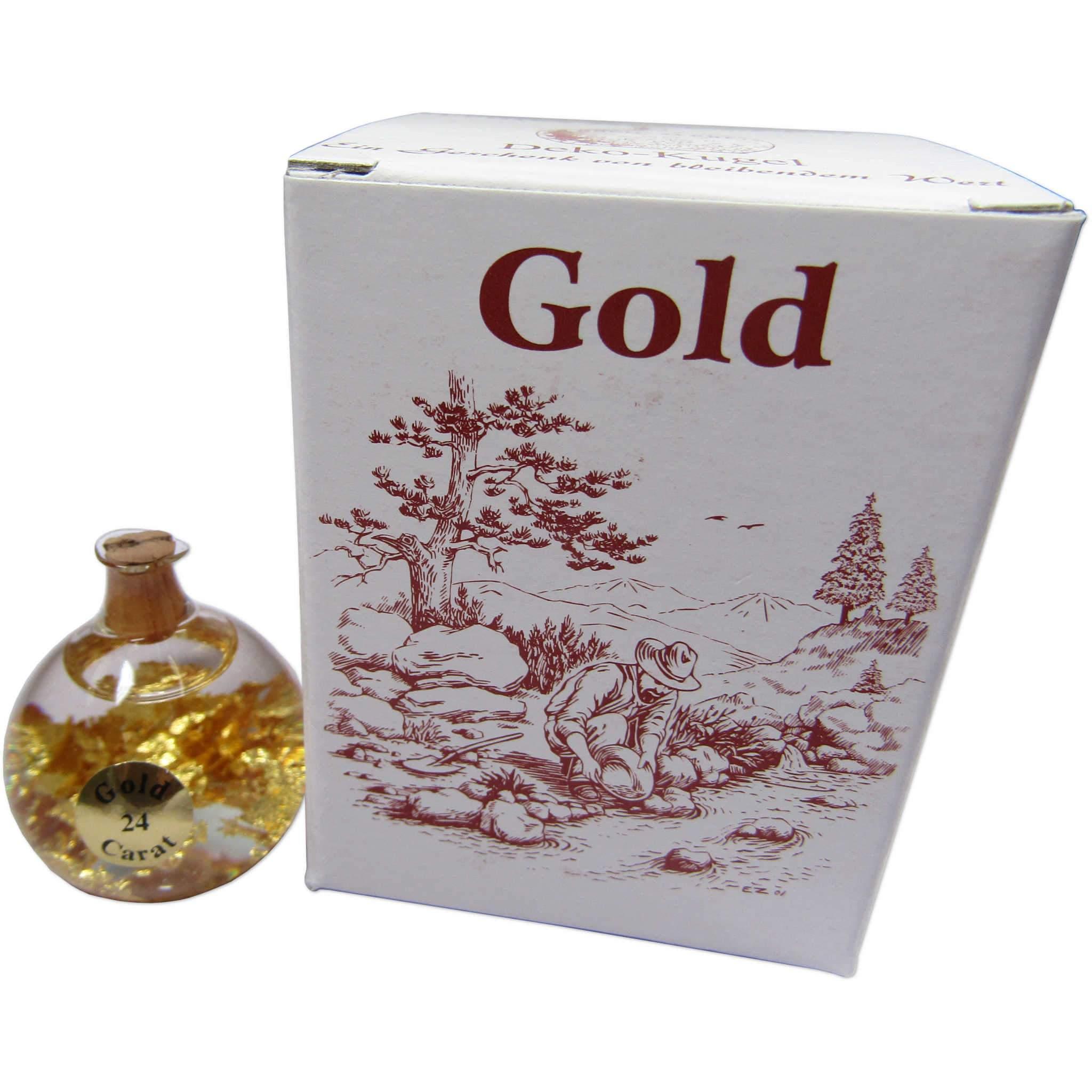 Floating 24 Karat Gold Flakes Round Glass Bulb Souvenir Gift