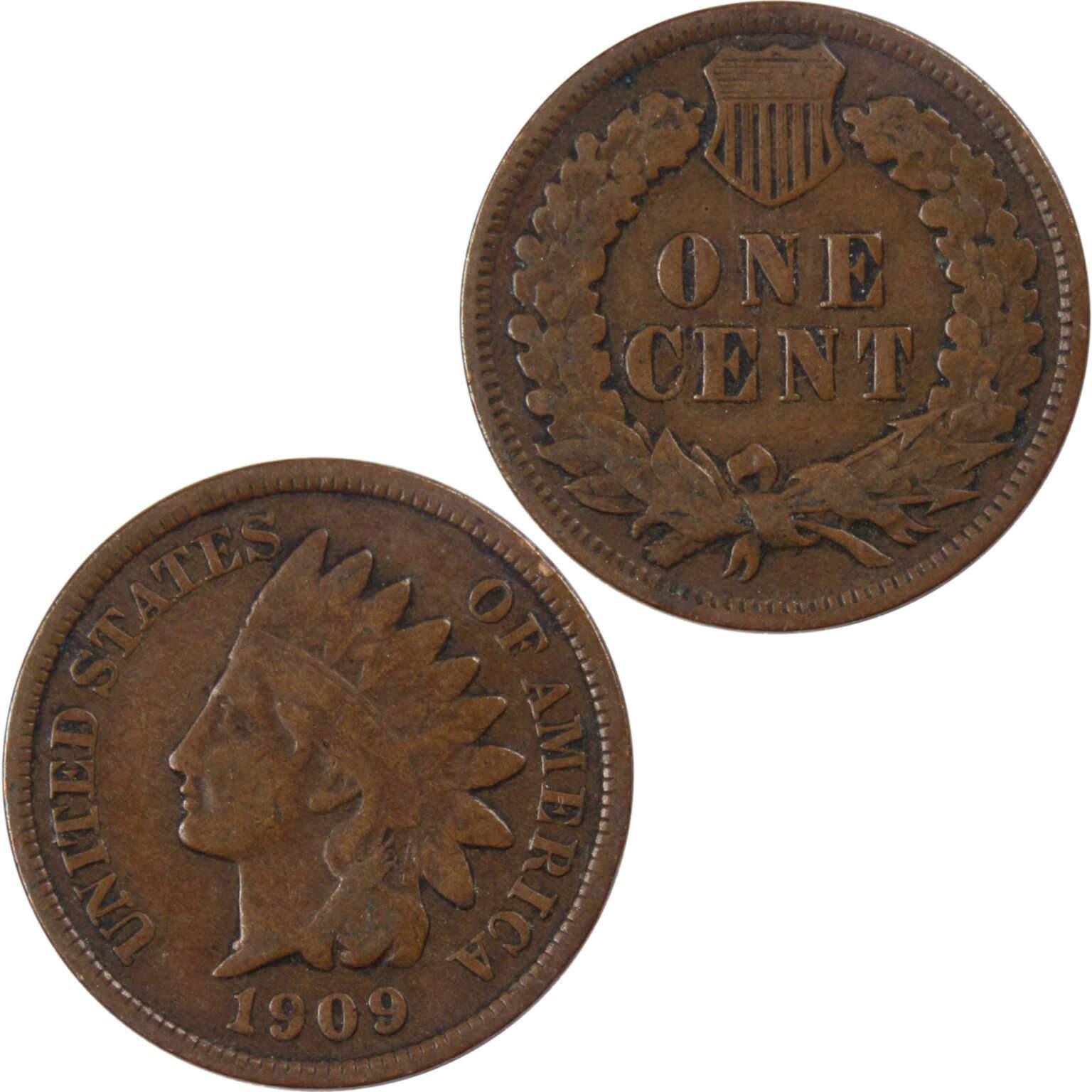 1909 Indian Head Cent G Good Bronze Penny 1c Coin Collectible