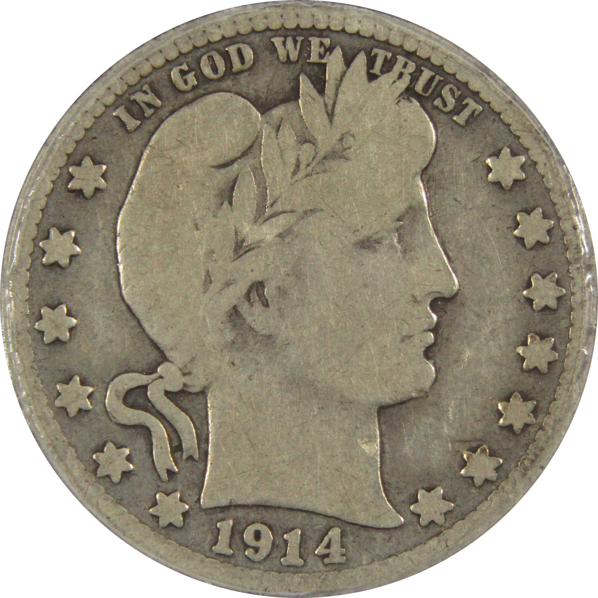 1914 S Barber Quarter VG 8 ANACS 90% Silver 25c Type Coin SKU:IPC7285