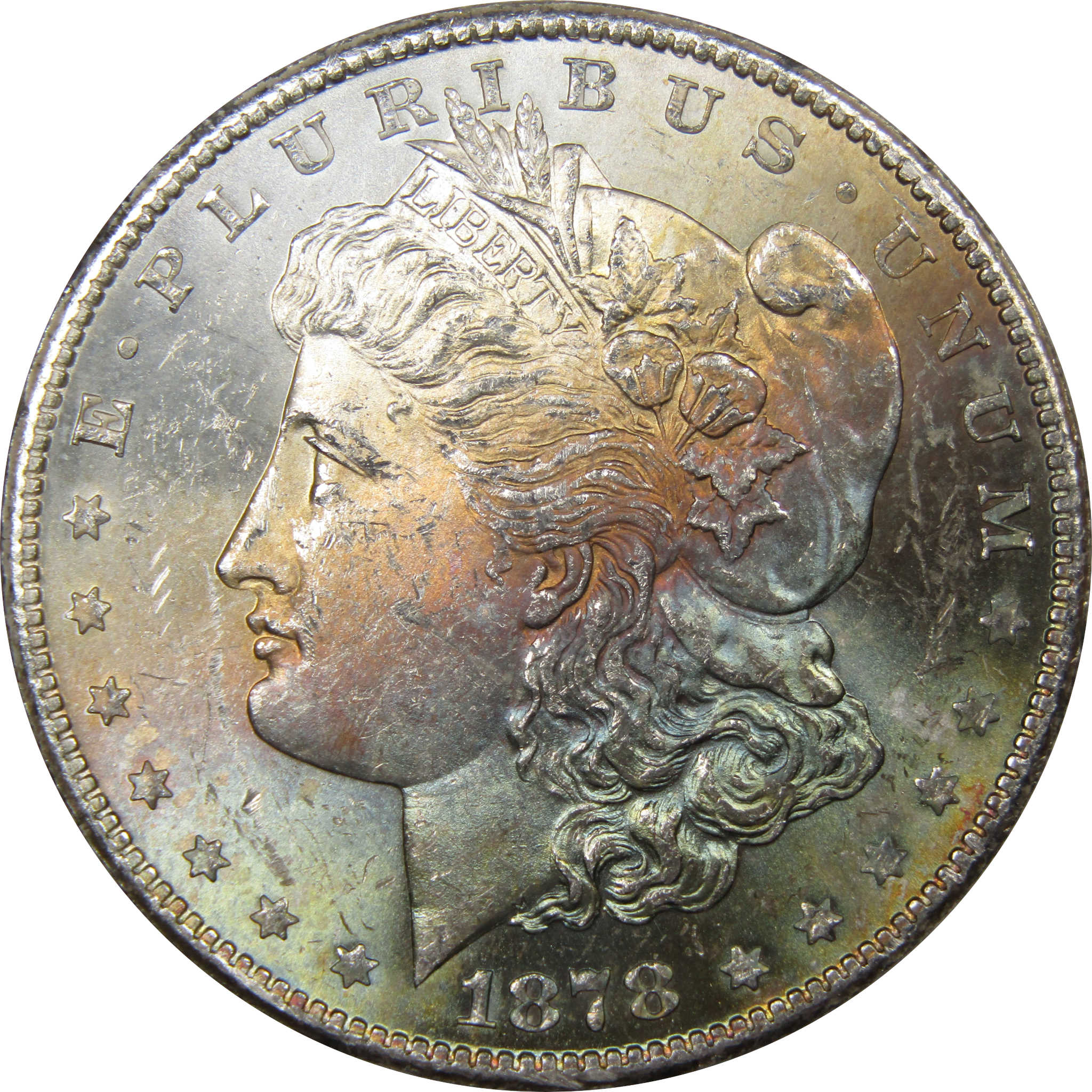 1878 S Morgan Dollar BU Uncirculated Silver Toned Obverse SKU:I2017