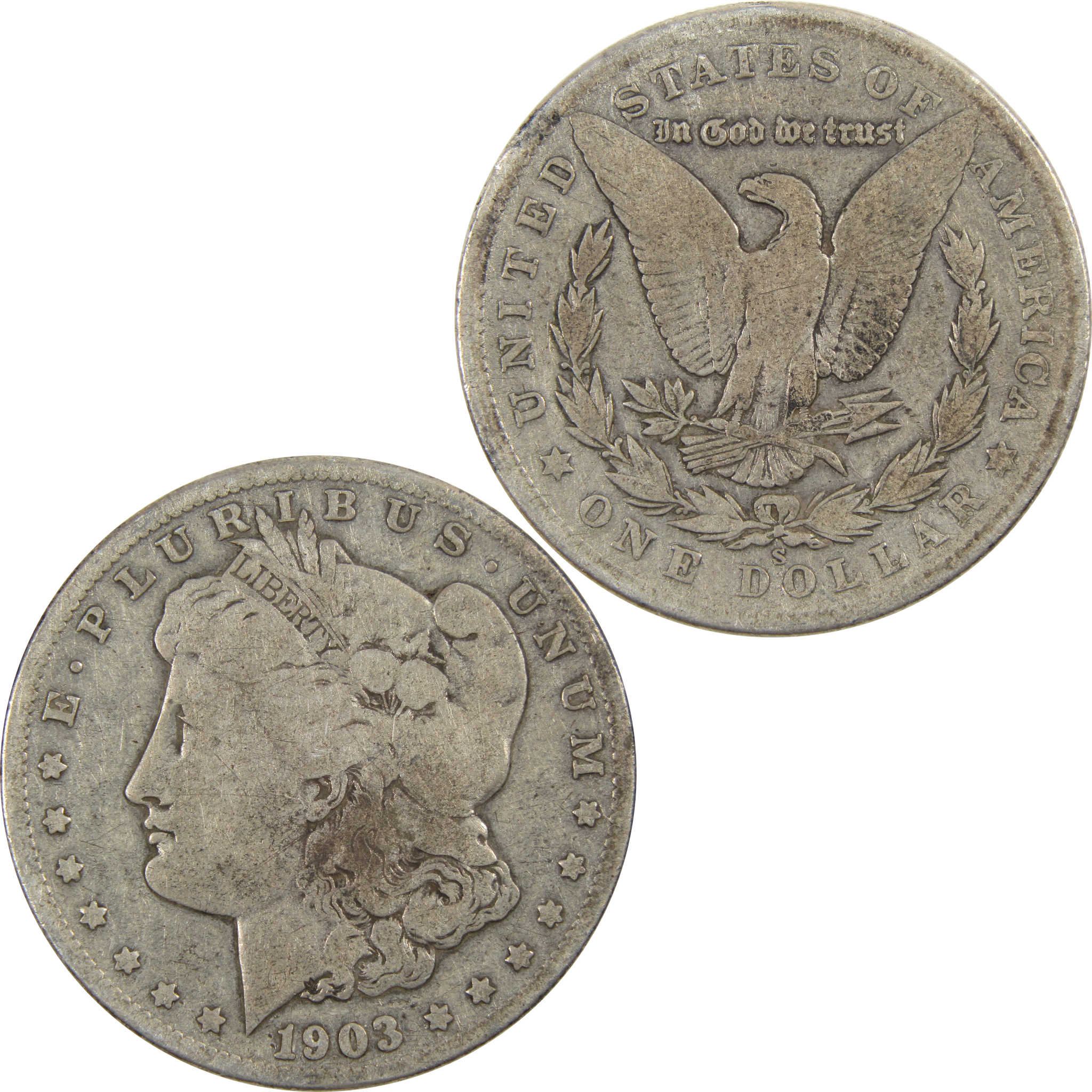 1903 S Morgan Dollar G Good 90% Silver $1 US Coin SKU:I3980 - Morgan coin - Morgan silver dollar - Morgan silver dollar for sale - Profile Coins &amp; Collectibles