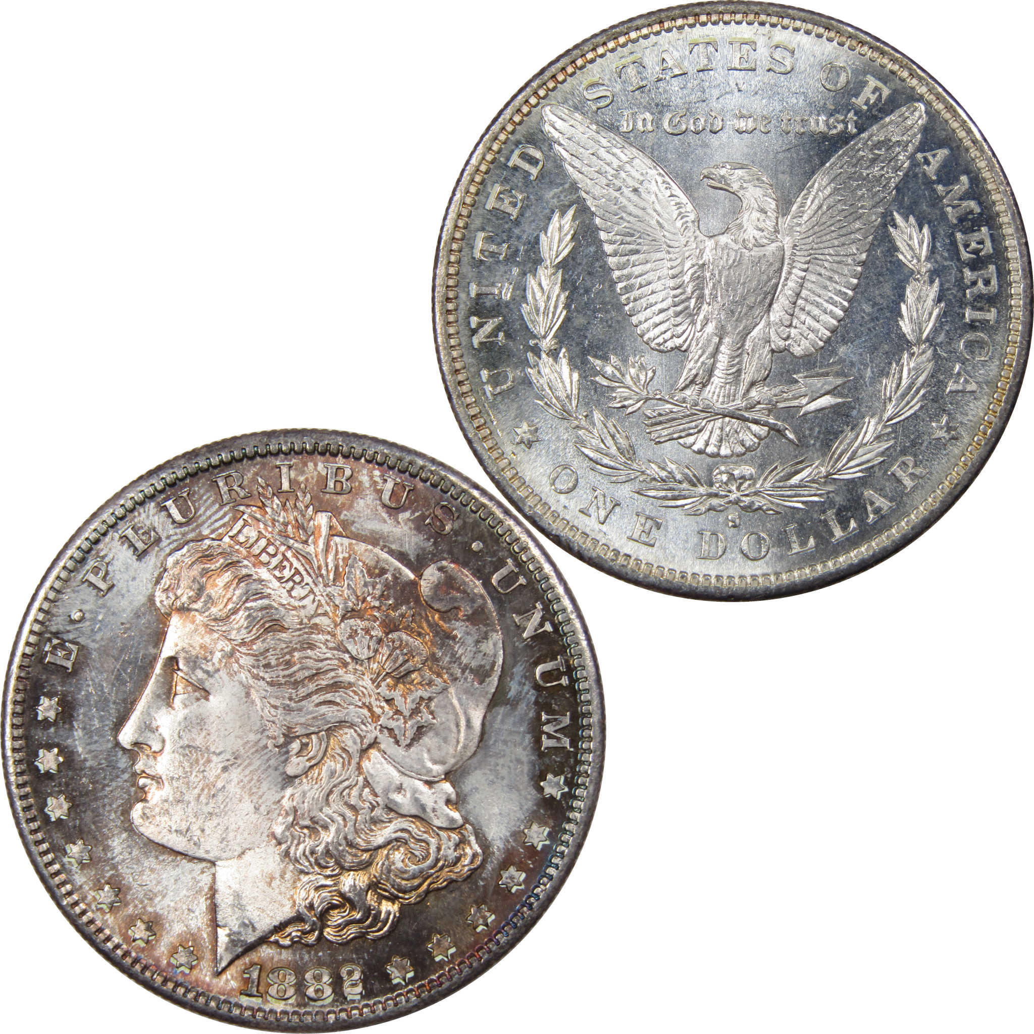 1882 S Morgan Dollar BU Choice Uncirculated Silver Toned SKU:I1200