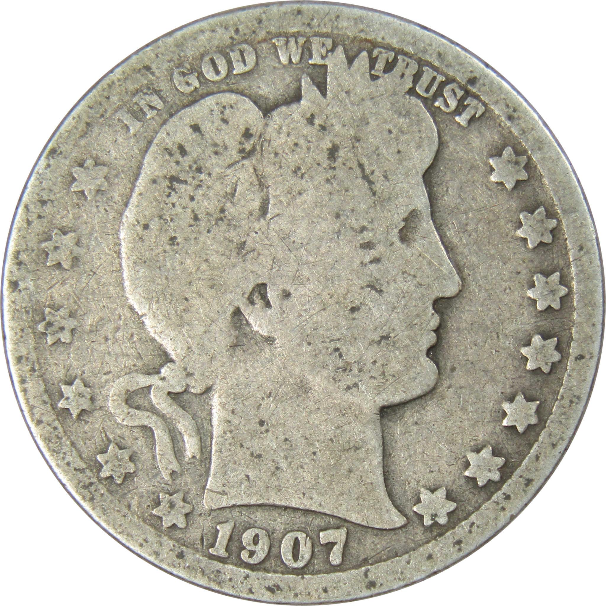 1907 O Barber Quarter 90% Silver 25c US Type Coin Collectible